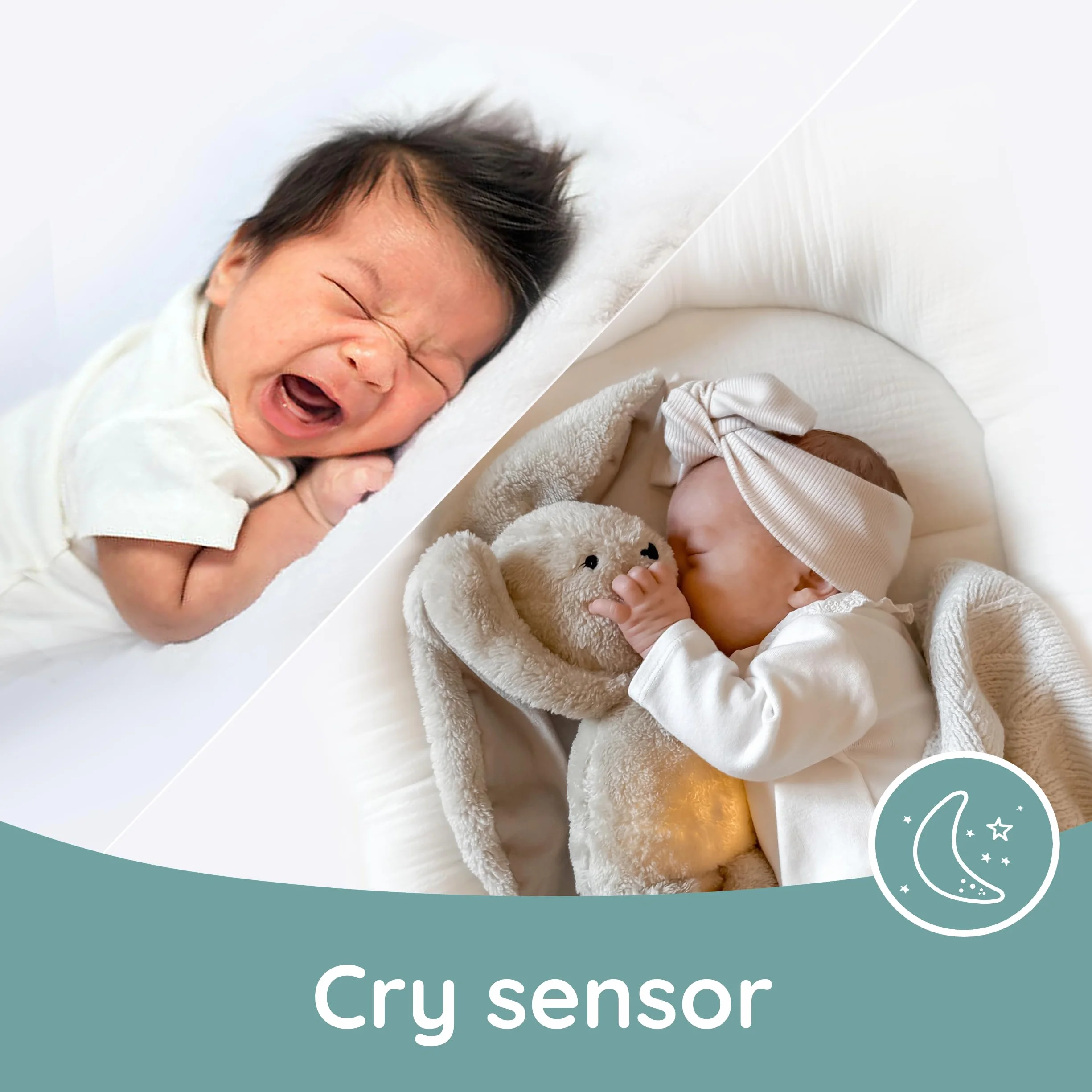 myHummy Ours endormi Bunny beige Duo avec application – Musique & aide au sommeil