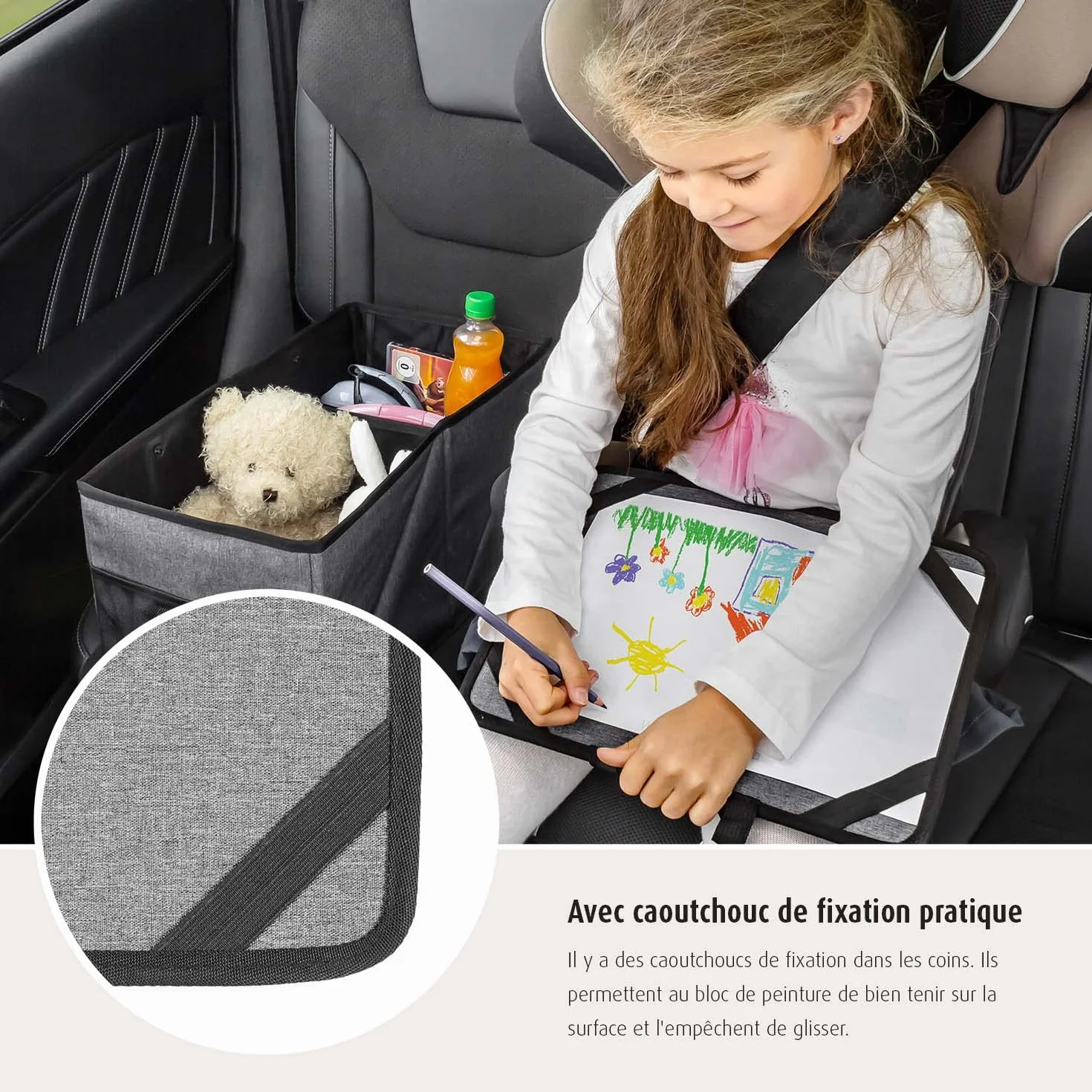reer TravelKid Play Tapis de coloriage imperméable anti-taches gris voyage léger stable
