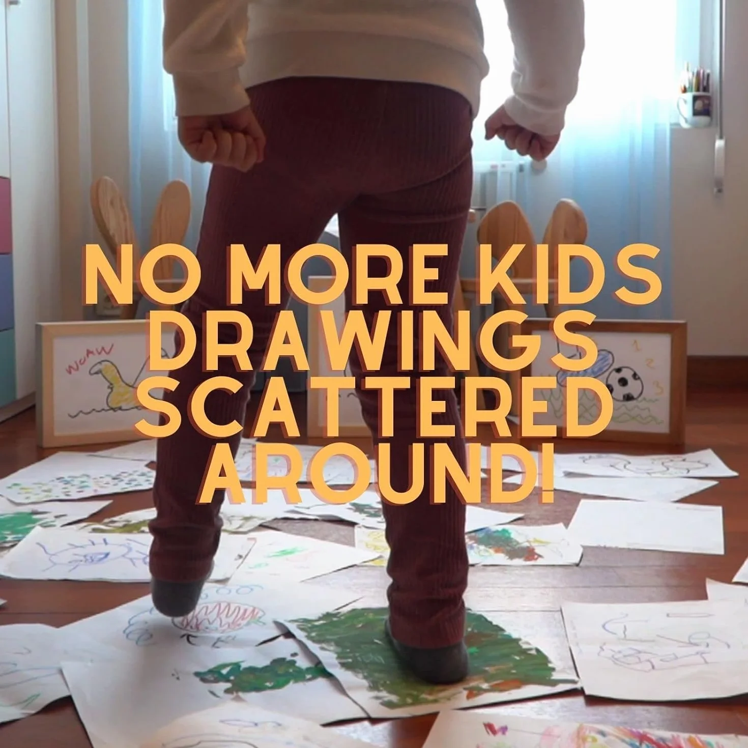 Cadre artistique pour enfants interchangeable A4 sans verre - Noir