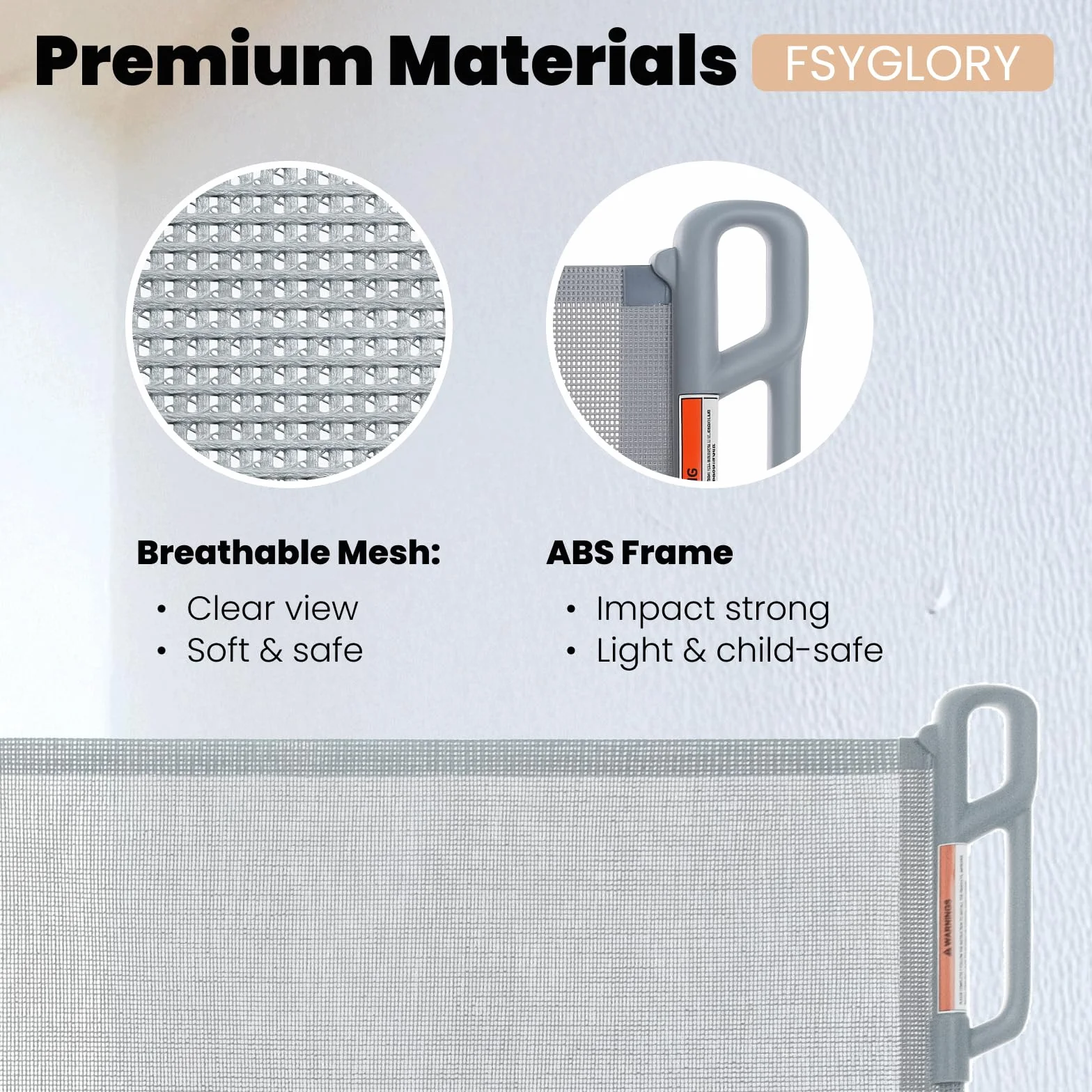 Porte de sécurité pour bébé rétractable en filet pour chien, 55" de large, gris