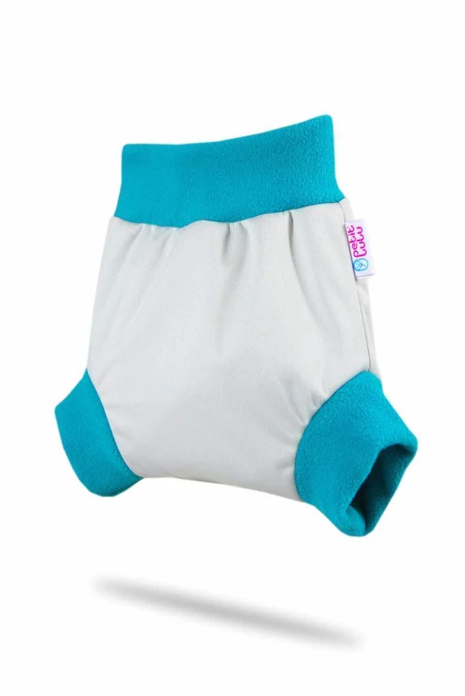 Culotte de Protection Shorty en PUL Petit Lulu Taille L Réutilisable Lavable Étanche Couches Lavables Fabriqué en Europe Gris Turquoise