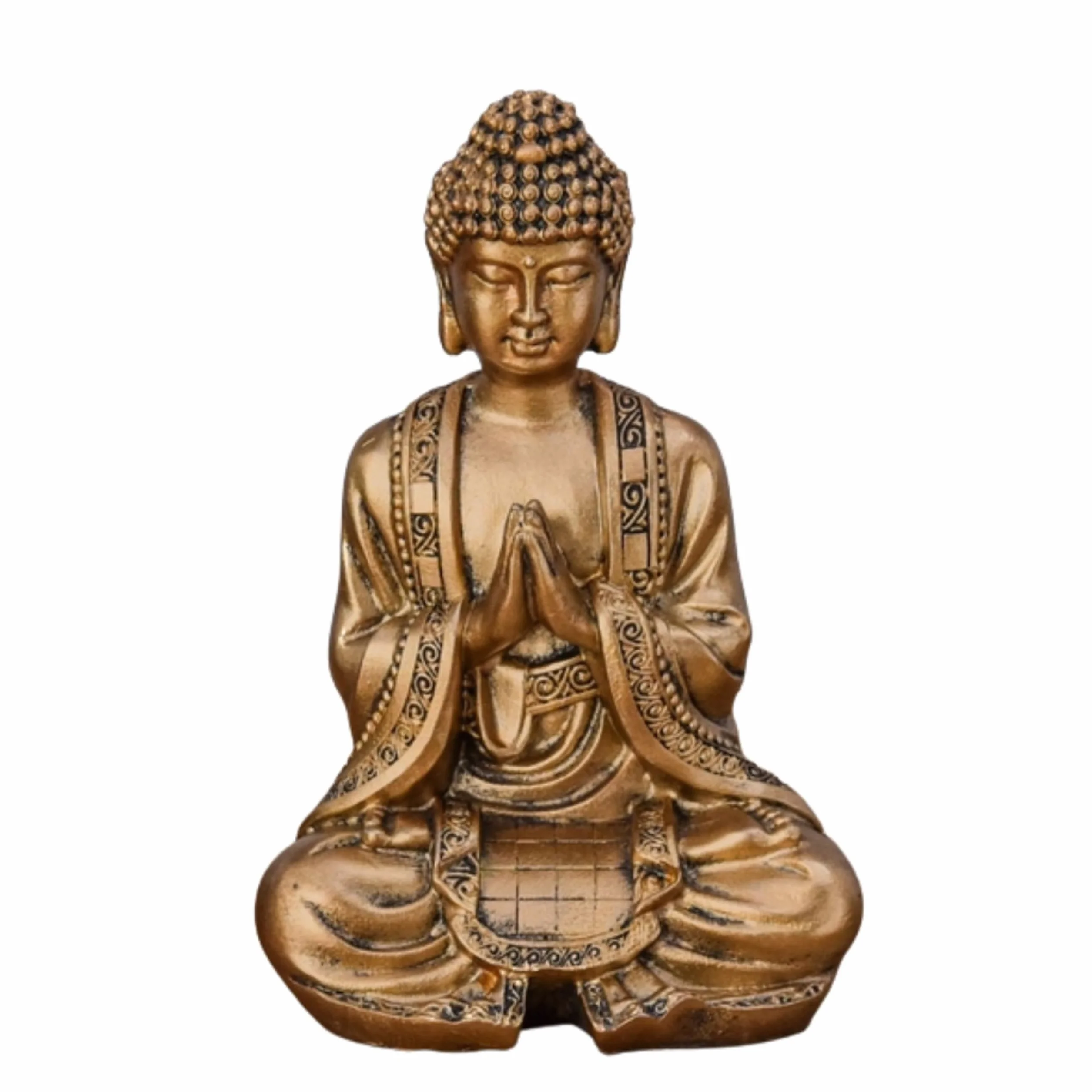 Statue Bouddha Or Méditation 12cm Zen Feng Shui Décoration Intérieur