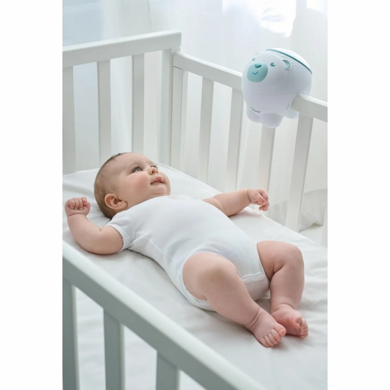 Projecteur 2en1 Ours Polaire First Dreams Veilleuse Enfants Aurore Boréale Musique Classique Sons Nature Bébé Bleu