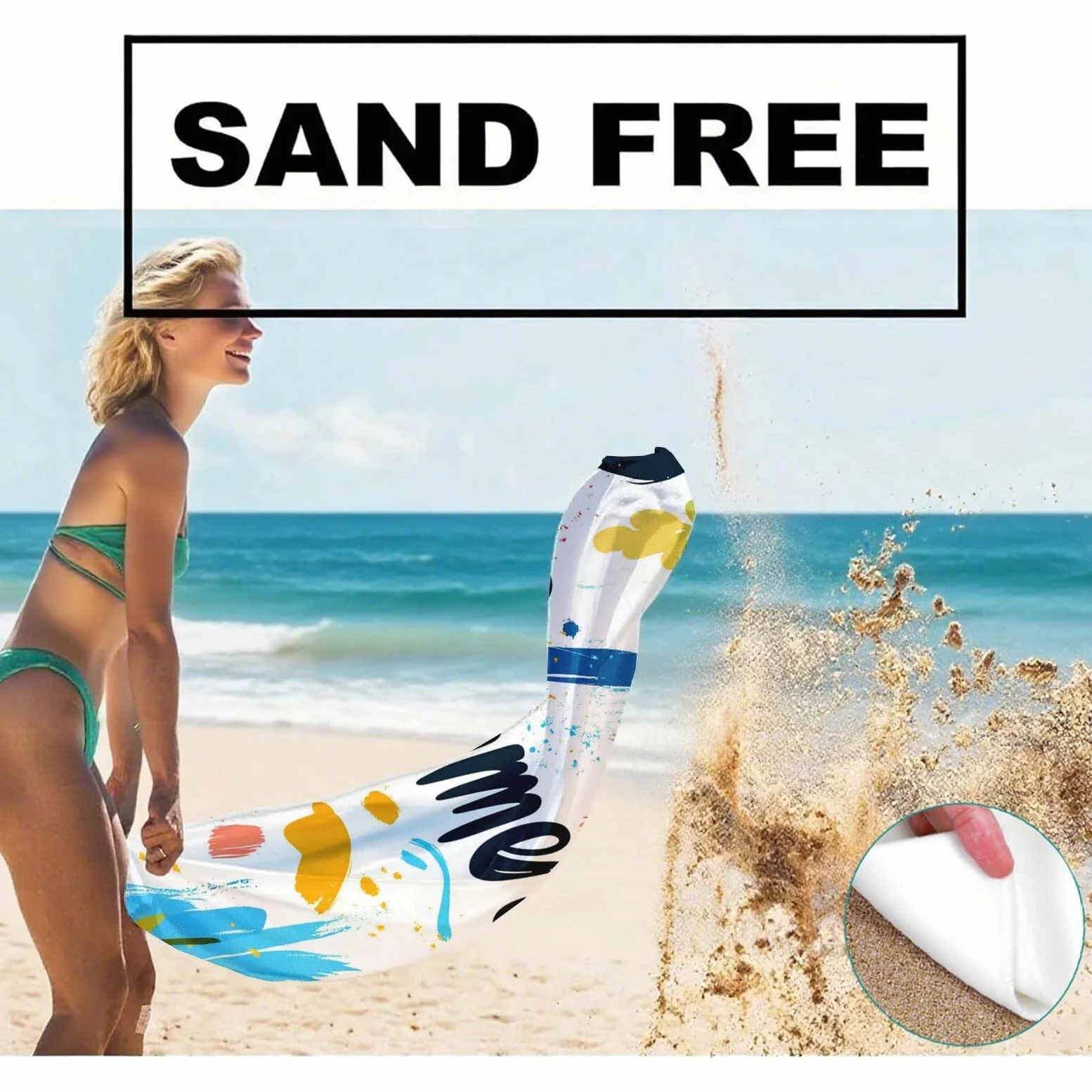 Serviette de Plage XXL 90x200,Couleur Serviette Plage Microfibre avec Séchage Rapide, Anti-Sable, Absorbante Fonction Design pour Vacances Piscine Pique-Nique Voyages Yoga, Cadeau Femme 2 Pack Q-709