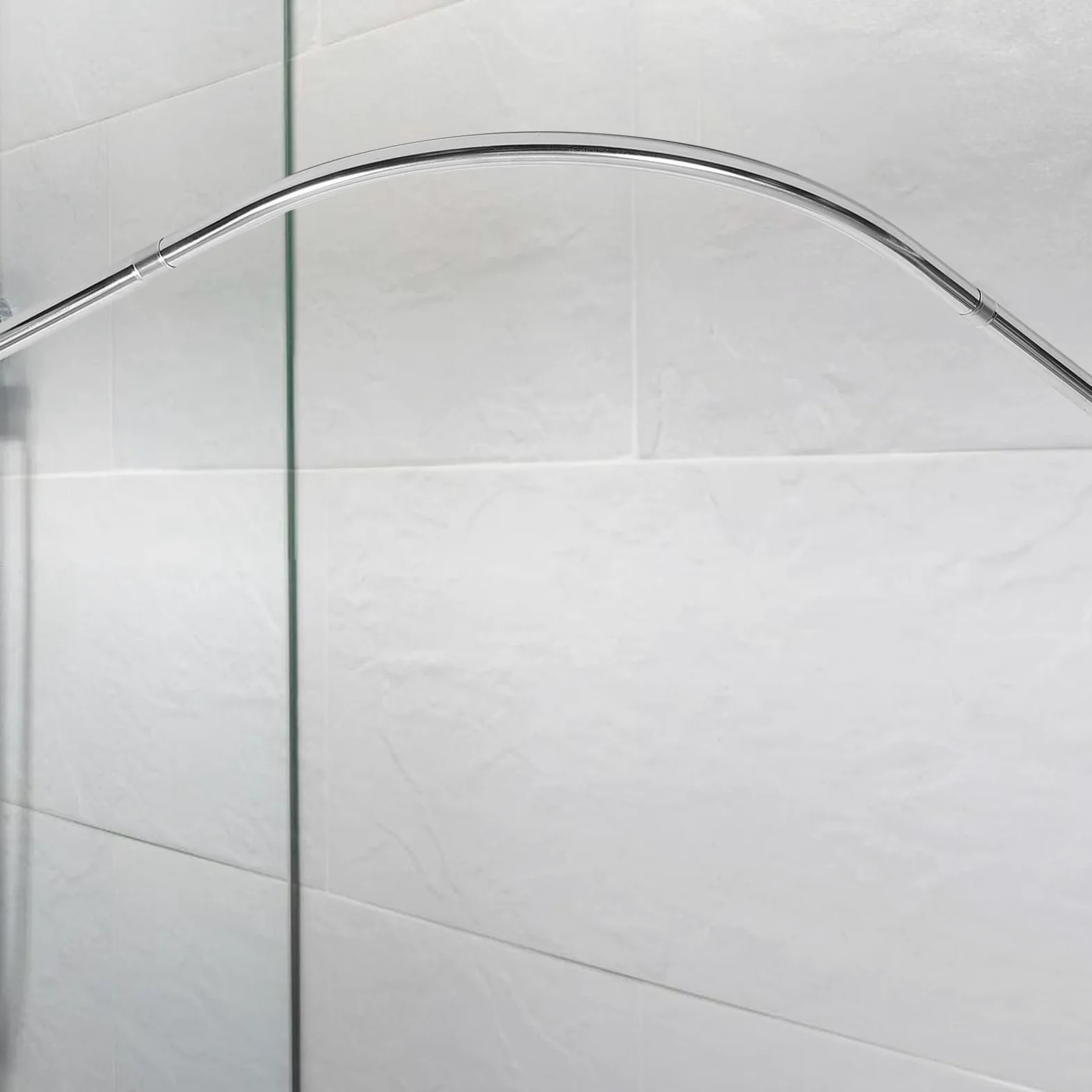 ABOOFAN Tringle de Rideau de Inoxydable Courbé pour Rail Extensible et Ajustable Installation Facile Système de Tension sans Perçage