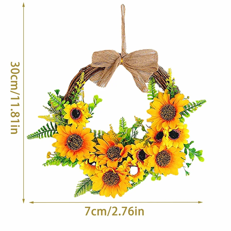 Couronne de Porte Fleurs Artificielles, Décoration Murale pour Maison, Fêtes, Mariages