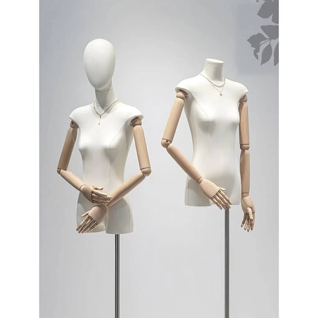 Générique Lot de 2 mannequins de Couture Femme avec tête Amovible, Hauteur réglable de 165 à 200 cm, Corps en Lin pour présentation de Bijoux et vêtements, Support Inclus, Taille S/S