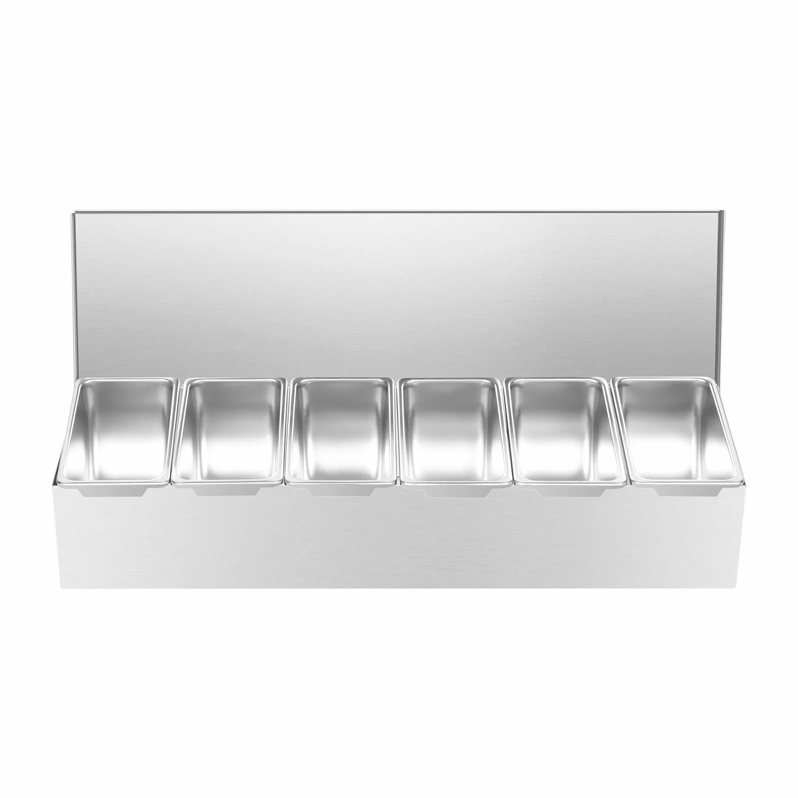 Boîte à épices acier inoxydable 6 grilles compartiments amovibles pour buffet bar salade restauration