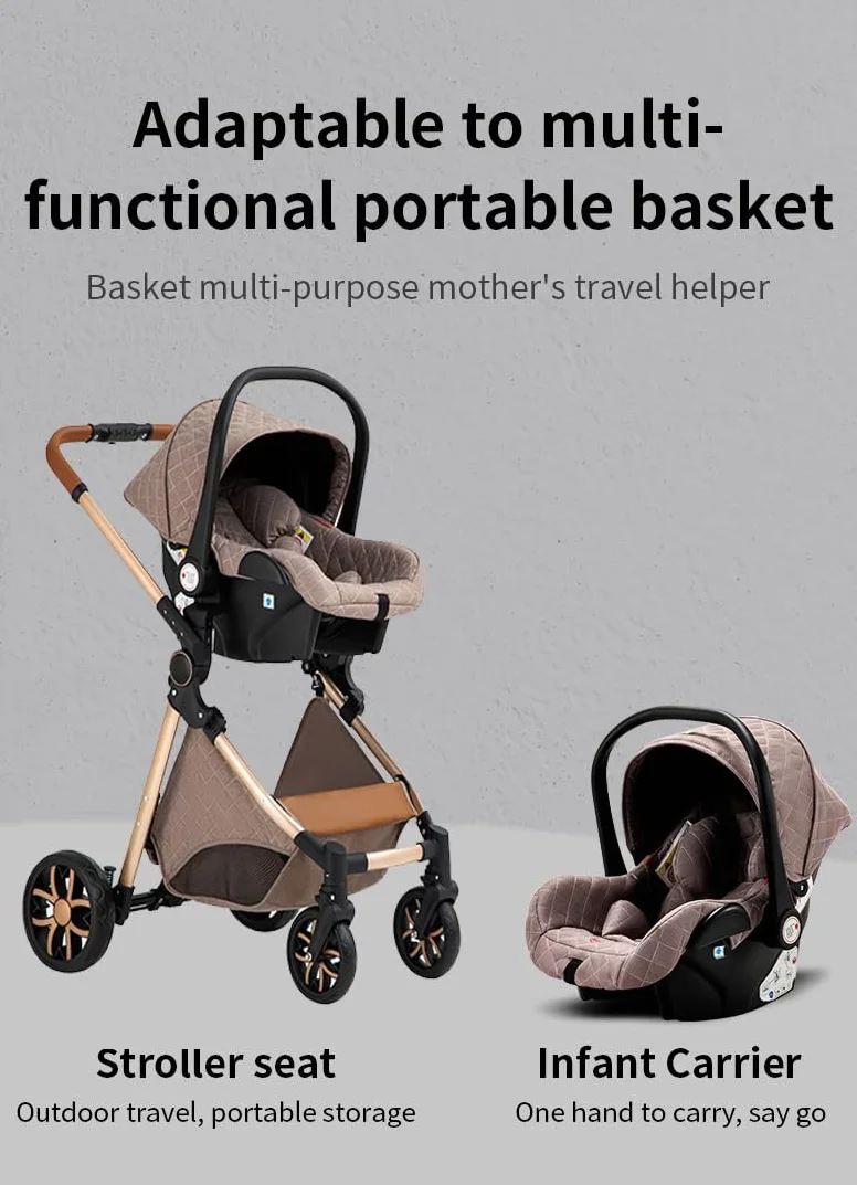 YAZOCO Poussette 3 en 1 Pliable Bebe Confort Moustiquaire Couvre-Pieds Porte-Gobelet Coussin