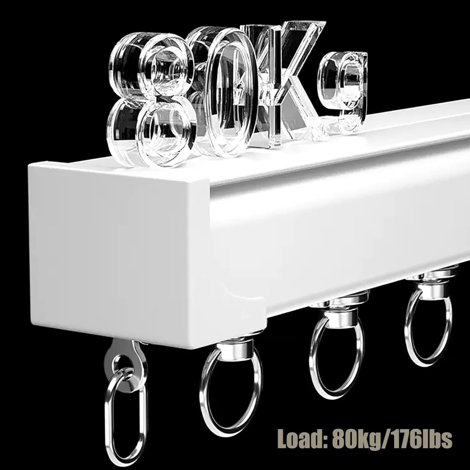 Générique Rail de Rideau Robuste en Alliage D'aluminium, Tringle À Rideaux Coulissante pour Plafond et Mur, Séparateur de Pièce 100-500cm(Size:1.5M,Color:Blanc)