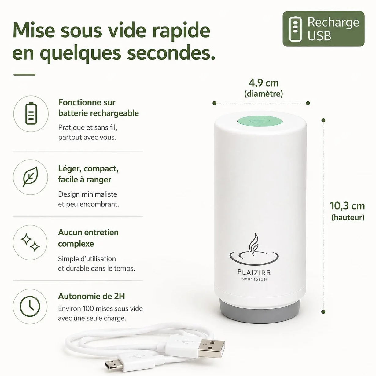 Kit sous vide alimentaire pompe rechargeable sans fil 4 boîtes hermétiques verre BPA