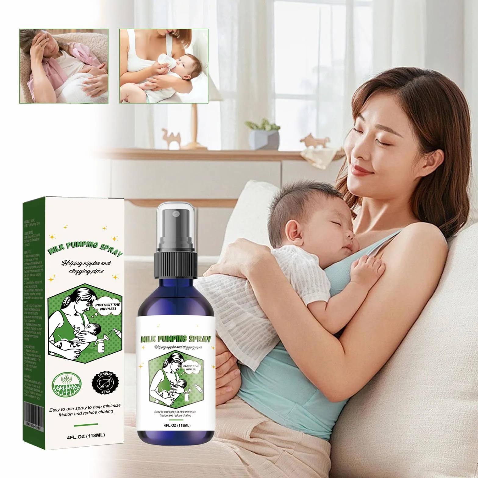 Spray Apaisant pour Mamelons Allaitement Soin Fissures Douleurs