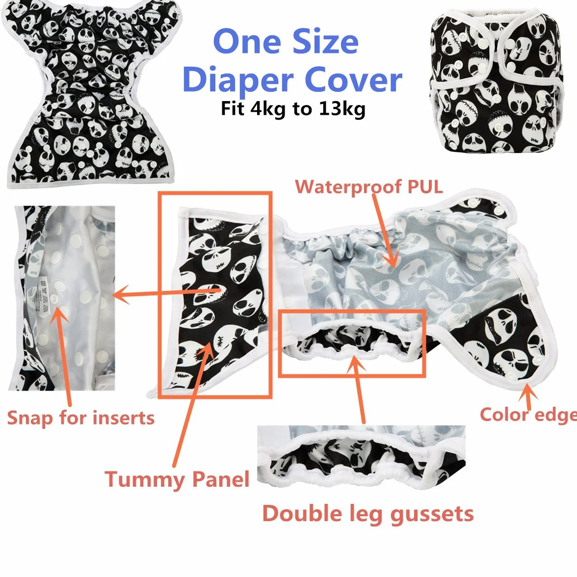 Couvre-couche bébé Dinosaures bleus Taille unique 4,5-16,3 kg