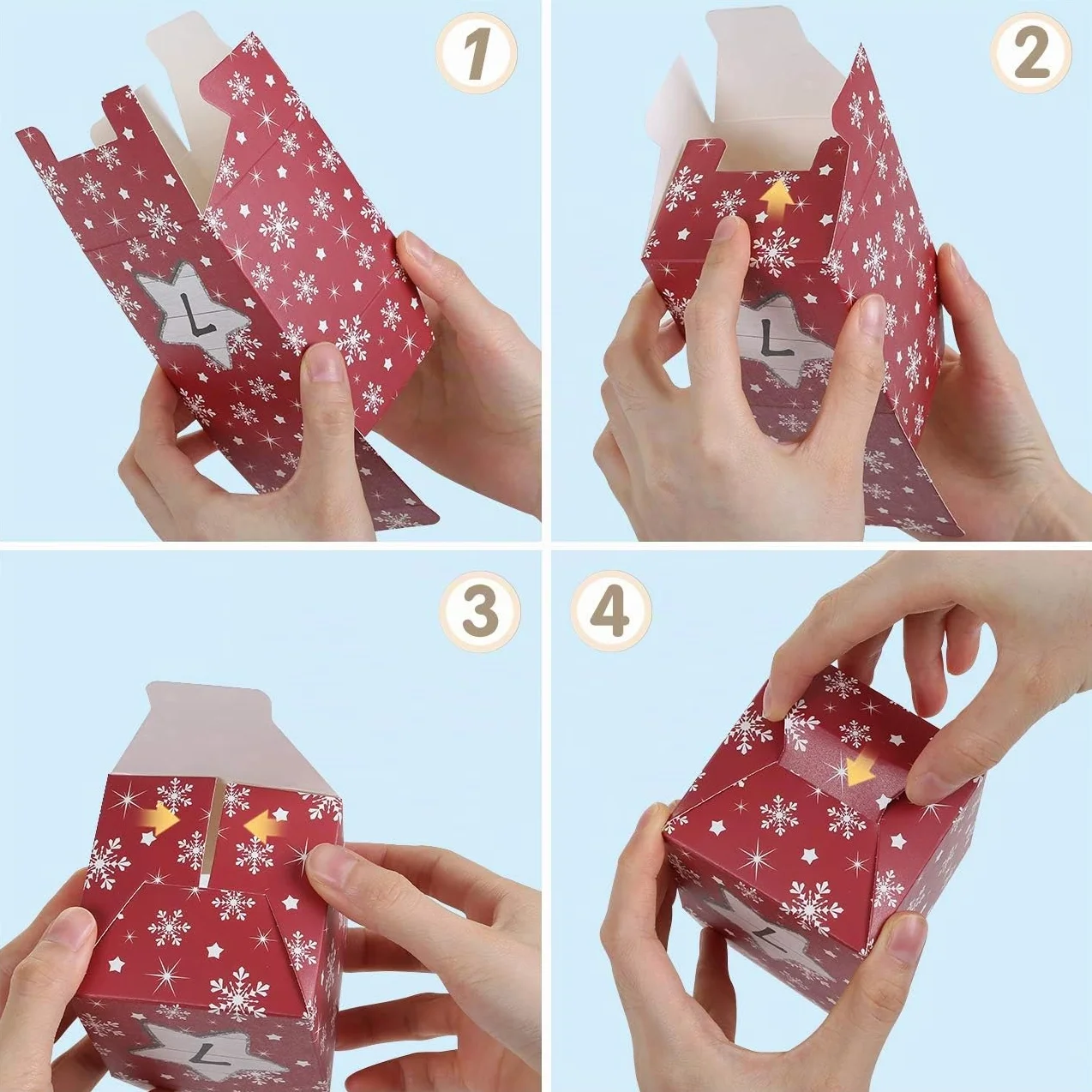 LIHAO Calendrier de l'Avent Vide 2024 24 Boîtes Sacs Papier Kraft Cadeau Noël 7x7x7 cm