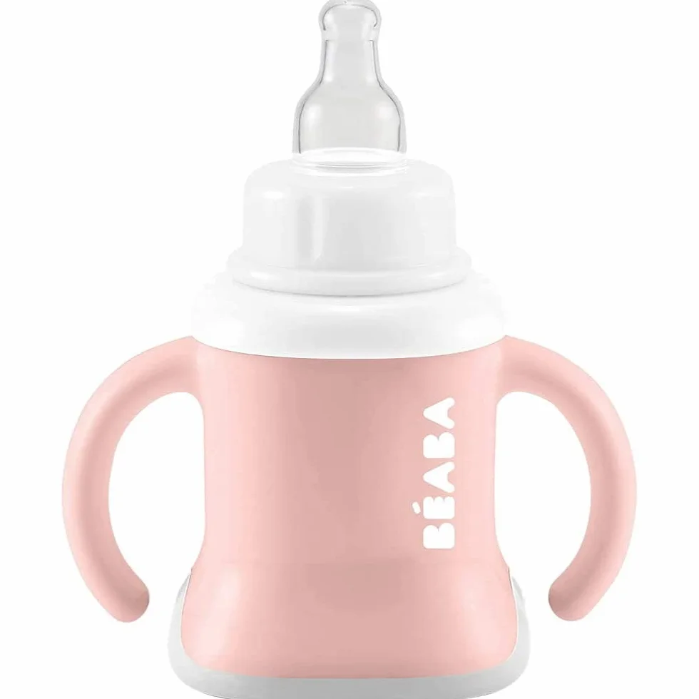 BÉABA Tasse d'Apprentissage Bébé 3 en 1 Anti-fuite Évoluclip Old Pink