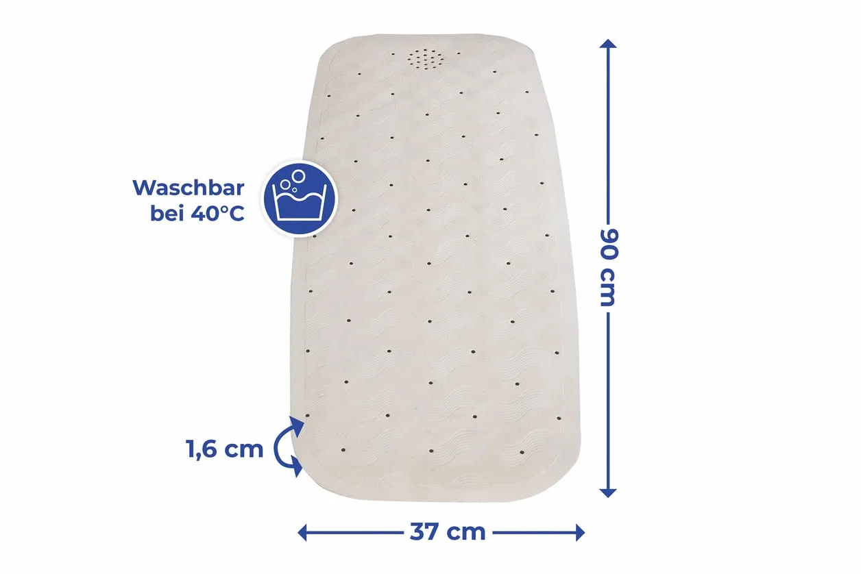Maximex Tapis de bain antidérapant Natur-Kautschuk beige 37 x 90 cm caoutchouc lavable en machine
