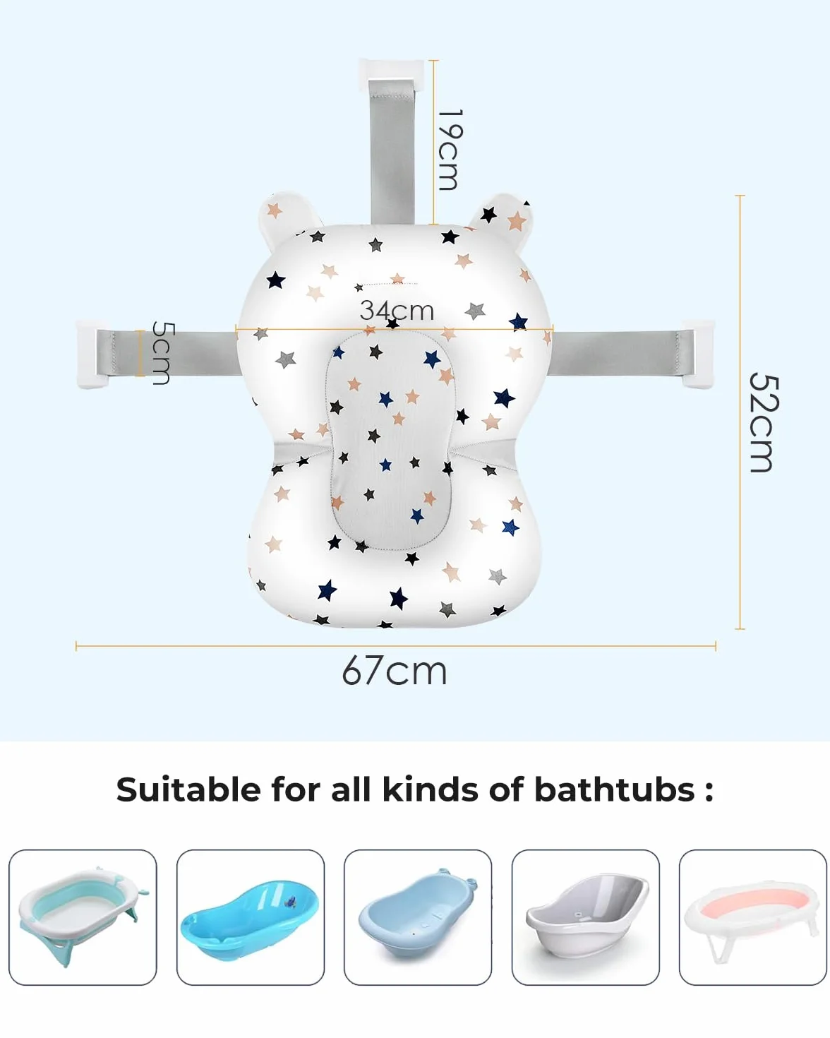 Coussin de Bain Bebe Baignoire Reducteur Oreiller Portable Flottant Antidérapant Nouveau-Né