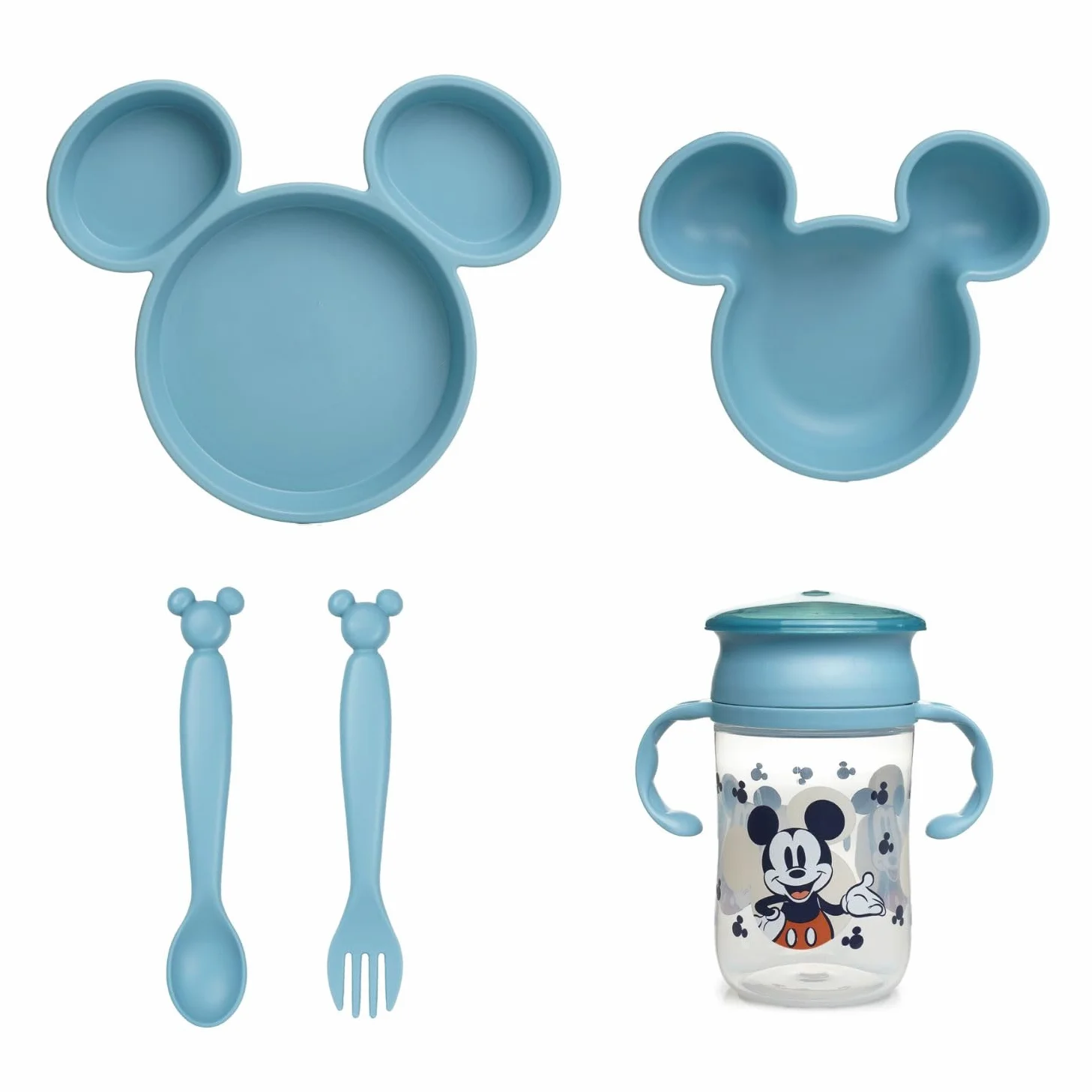 Set De Vaisselle Enfants DISNEY Mickey – Assiette Compartimentée Bol Cuillère Fourchette Tasse 360° Repas Bébé