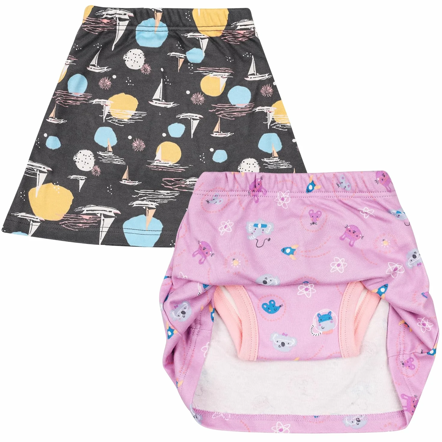 Culotte Apprentissage Propreté Filles Jupe Forme, Jupes Couches avec Culotte d'apprentissage, 2 Packs