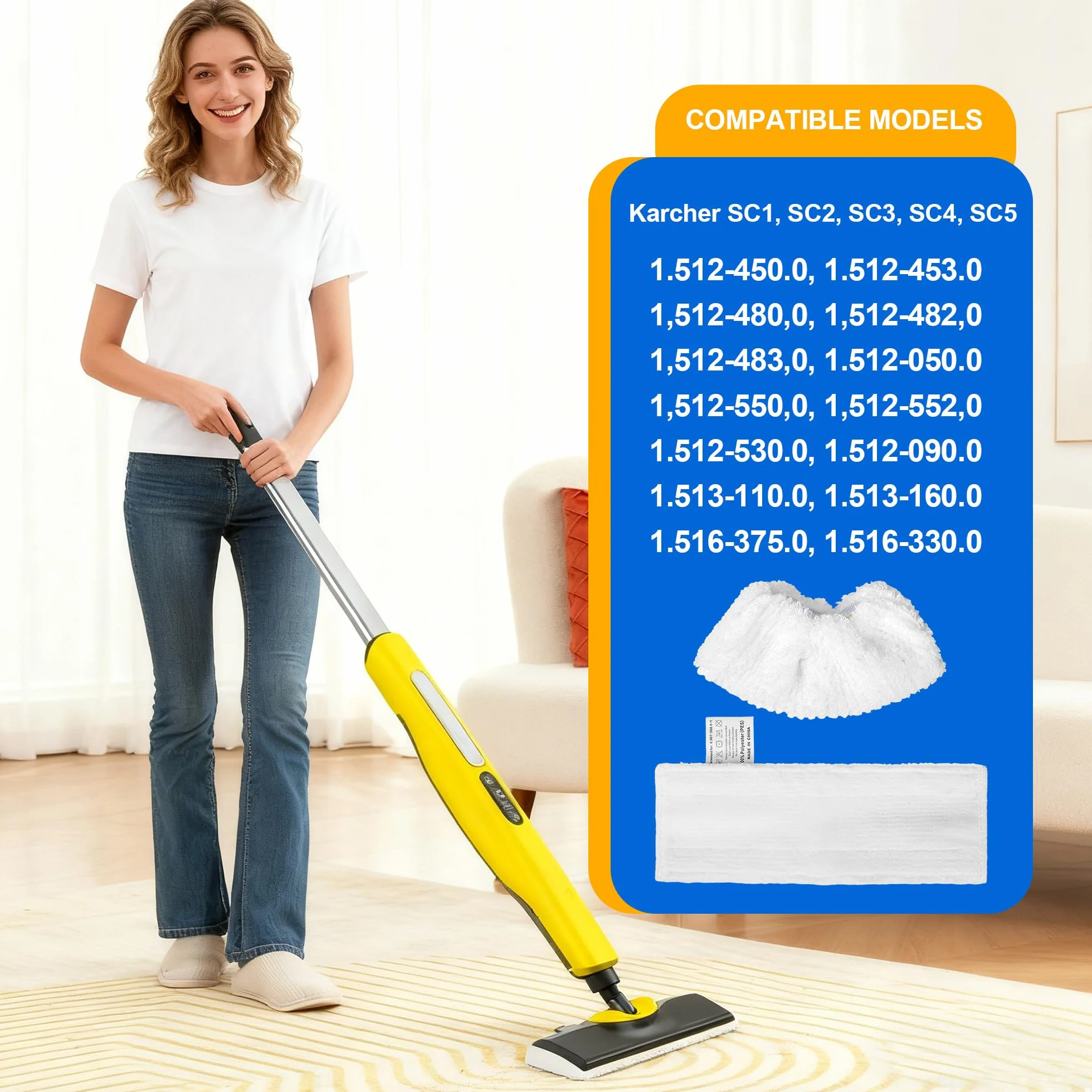 Chiffons de Rechange en Microfibre Compatible Karcher Easyfix SC1 SC2 SC3 SC4 SC5