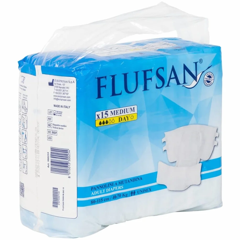 Tidyard Flufsan Couches Adultes Jetables Taille M 15 pièces
