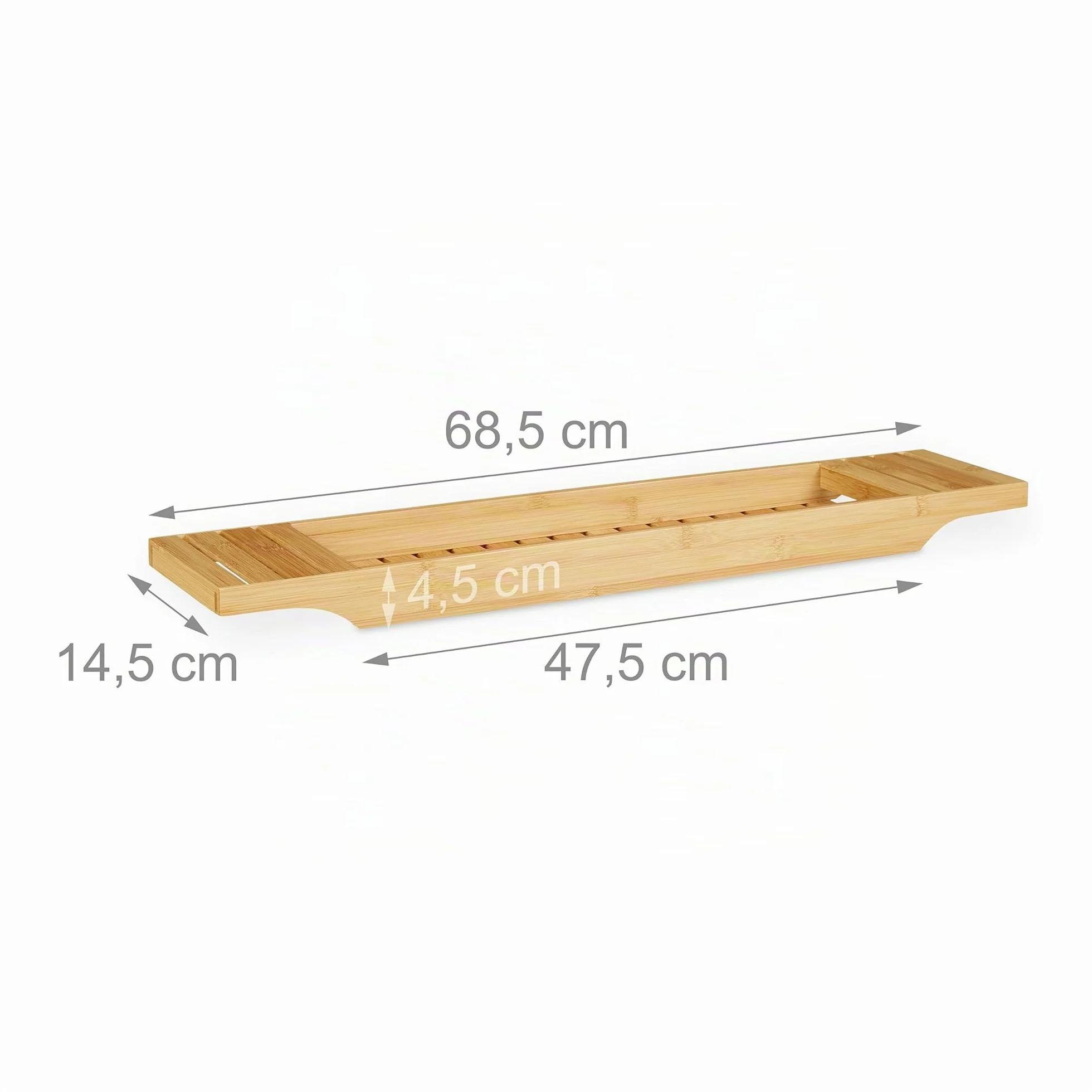 Relaxdays Pont de baignoire en bambou 4,5 x 68,5 x 14,5 cm plateau de bain nature