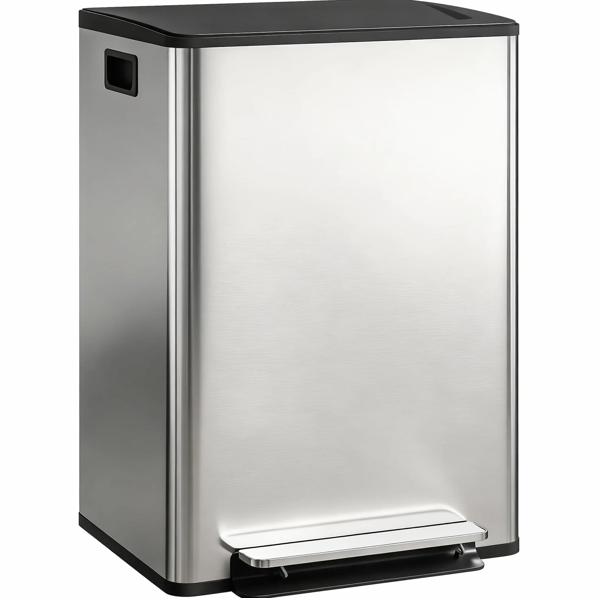 HOMCOM Poubelle double compartiment 2x30L acier inoxydable cuisine pédale tri sélectif