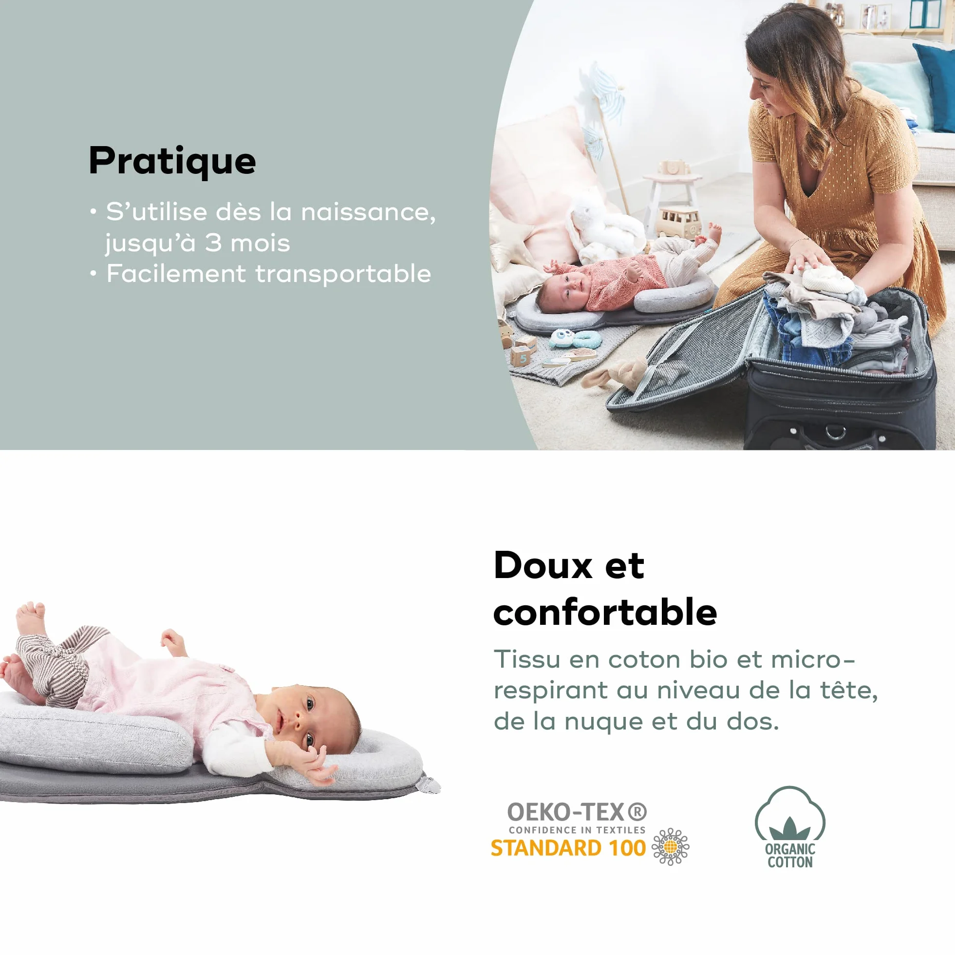 Babymoov Cosydream Original Smokey Support Morphologique Réducteur Nouveau-Né