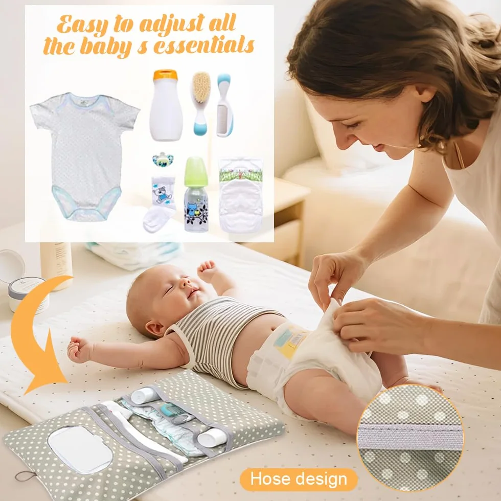 Sac à Couches Lavable 2 en 1 Bébé Trousse de Maquillage Organisateur à Langer Pliable