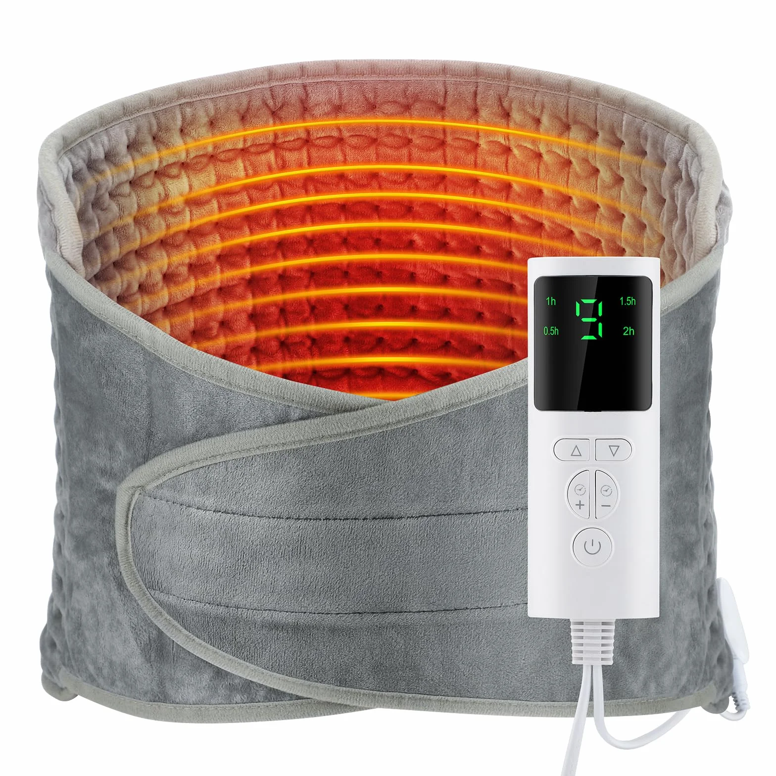 Coussin Chauffant Électrique 30x126cm 9 Niveaux Chauffage 4 Réglages Minuterie Contrôleur LCD