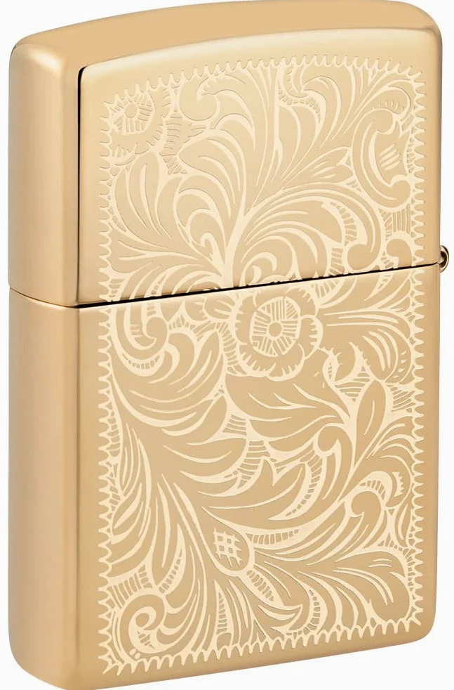 Zippo Briquet Tempête - Modèle Vénitien - Finition Laiton Poli Brillant - Lustre - Rechargeable - Réutilisable - Design Coupe-Vent - Coffret Cadeau - Fabriqué aux États-Unis