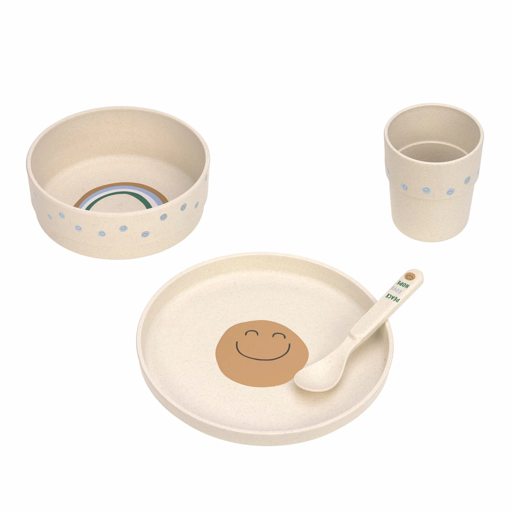 LÄSSIG Set de vaisselle pour enfants assiette gobelet bol cuillère sans mélamine sans BPA lave-vaisselle micro-ondes Bleu ciel