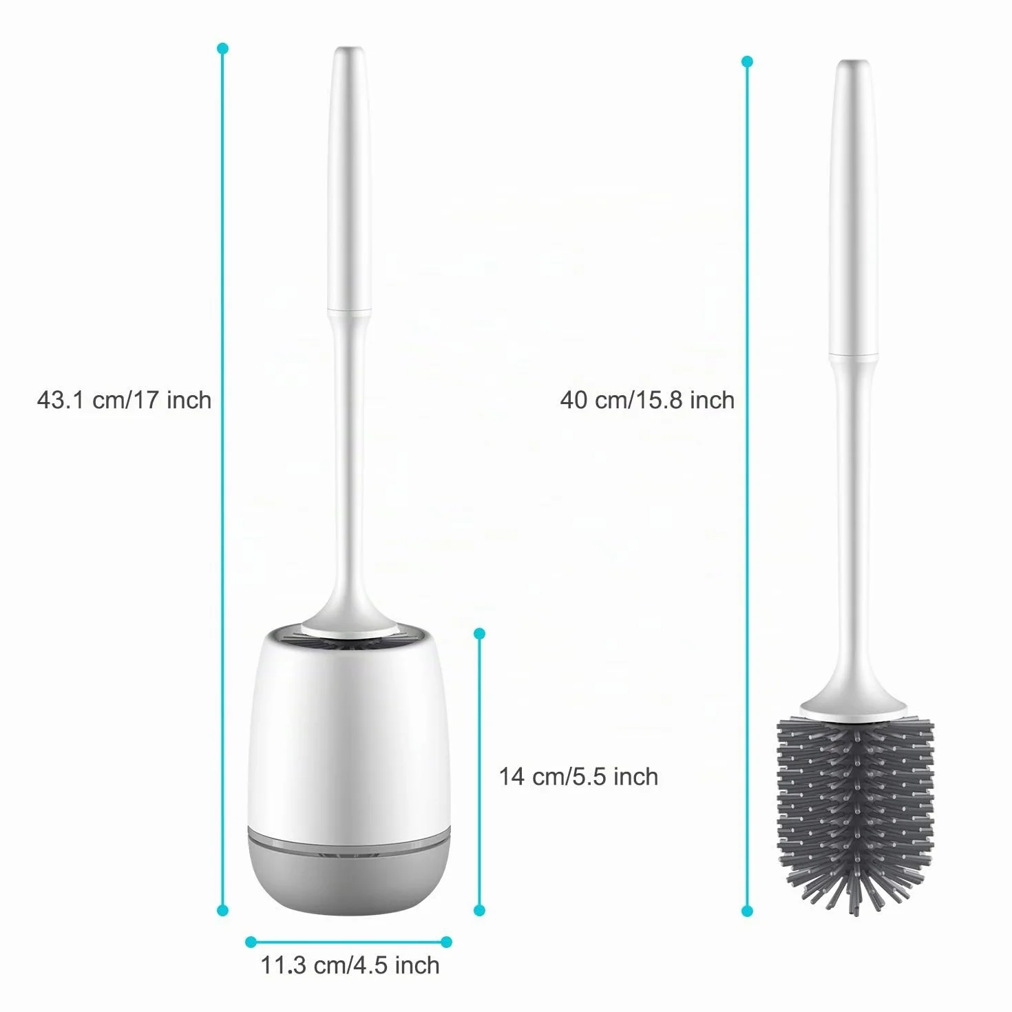 EWEIMA Brosse WC Silicone Antibactérienne Séchage Rapide Manche Long Montage Mural Sol