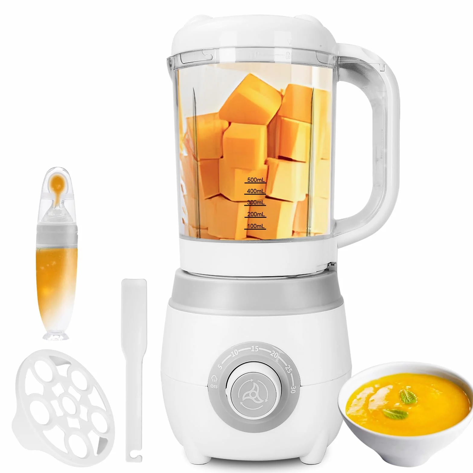 Robot Bébé 4 en 1 Cuiseur Mixeur Multifonctions Cuisson Vapeur Sterilisateur Biberons
