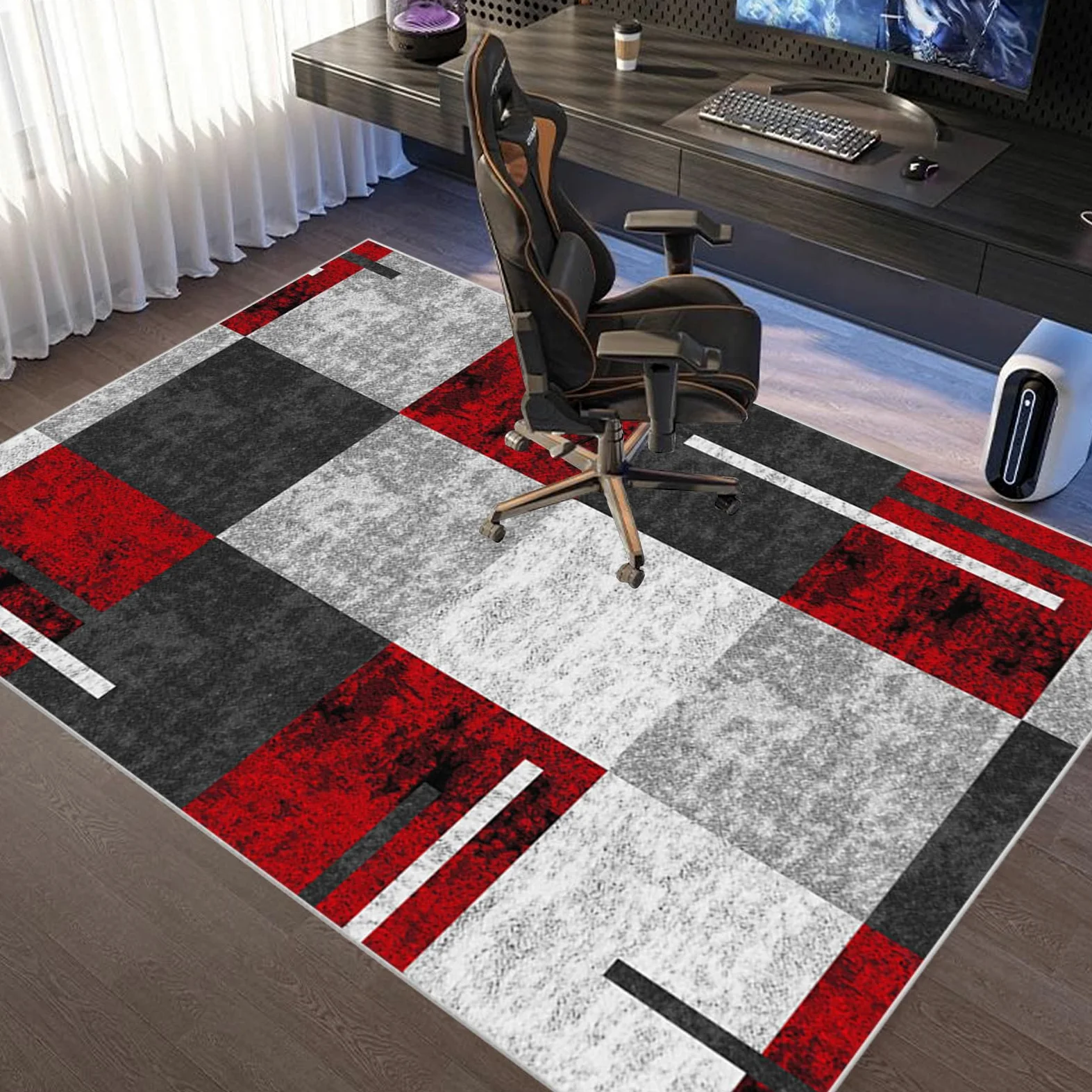 Tapis de Chaise de Bureau 120 x 140 cm Tapis de Sol Bureau pour Sol en Bois Dur, Tapis de Chaise Gaming Antidérapant, Tapis de Bureau pour Chaises Roulantes, Tapis protège-Sol pour Chaise de Bureau