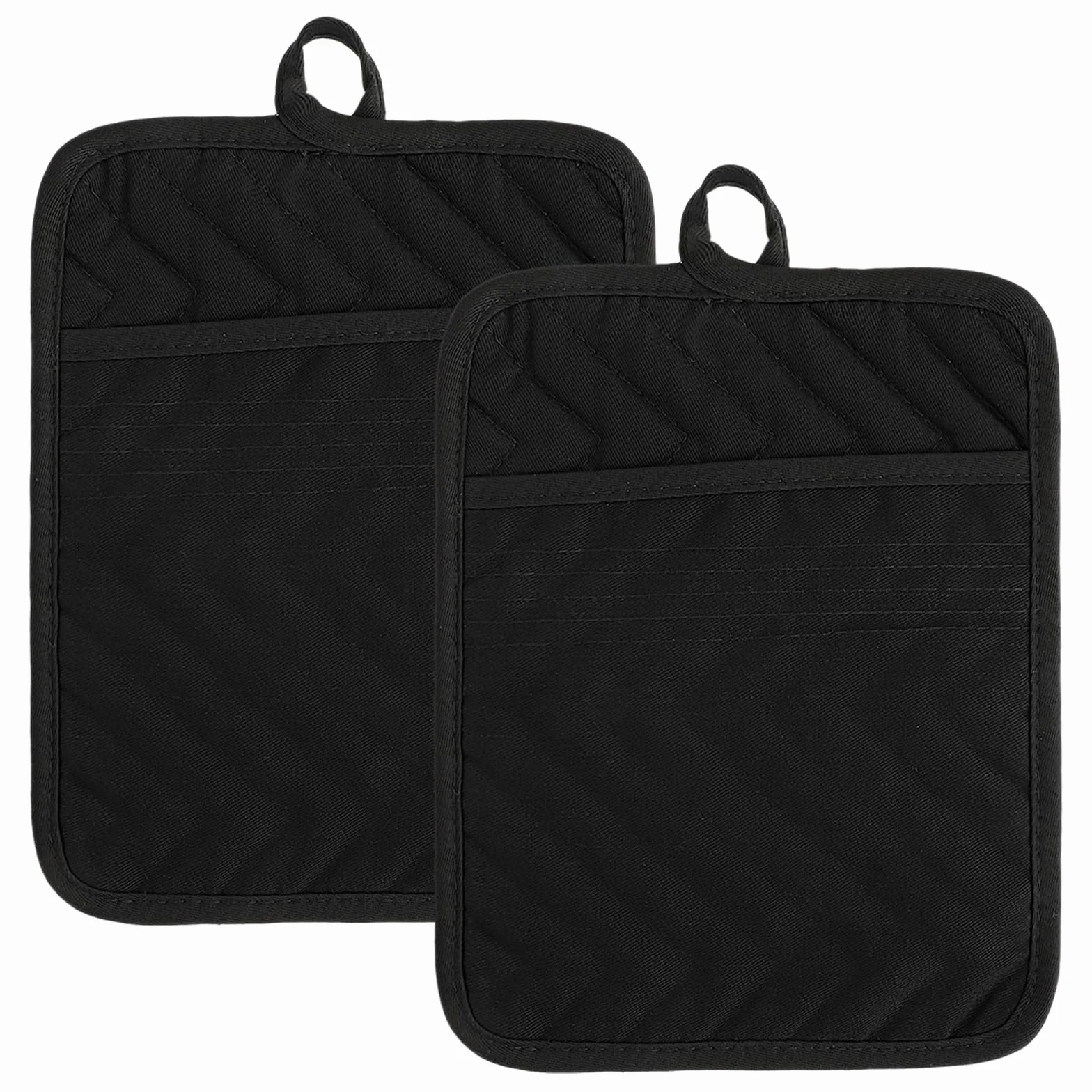 Sibba Maniques noires coton résistant chaleur dessous plat 17,8 x 22,9 cm grands sous-verres carrés cuisine pâtisserie