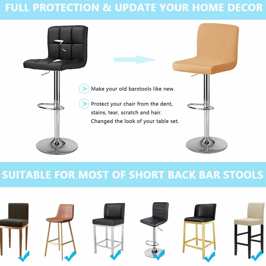 Levoberg Housse de Tabouret de Bar Imperméable Extensible 4 Pièces Beige