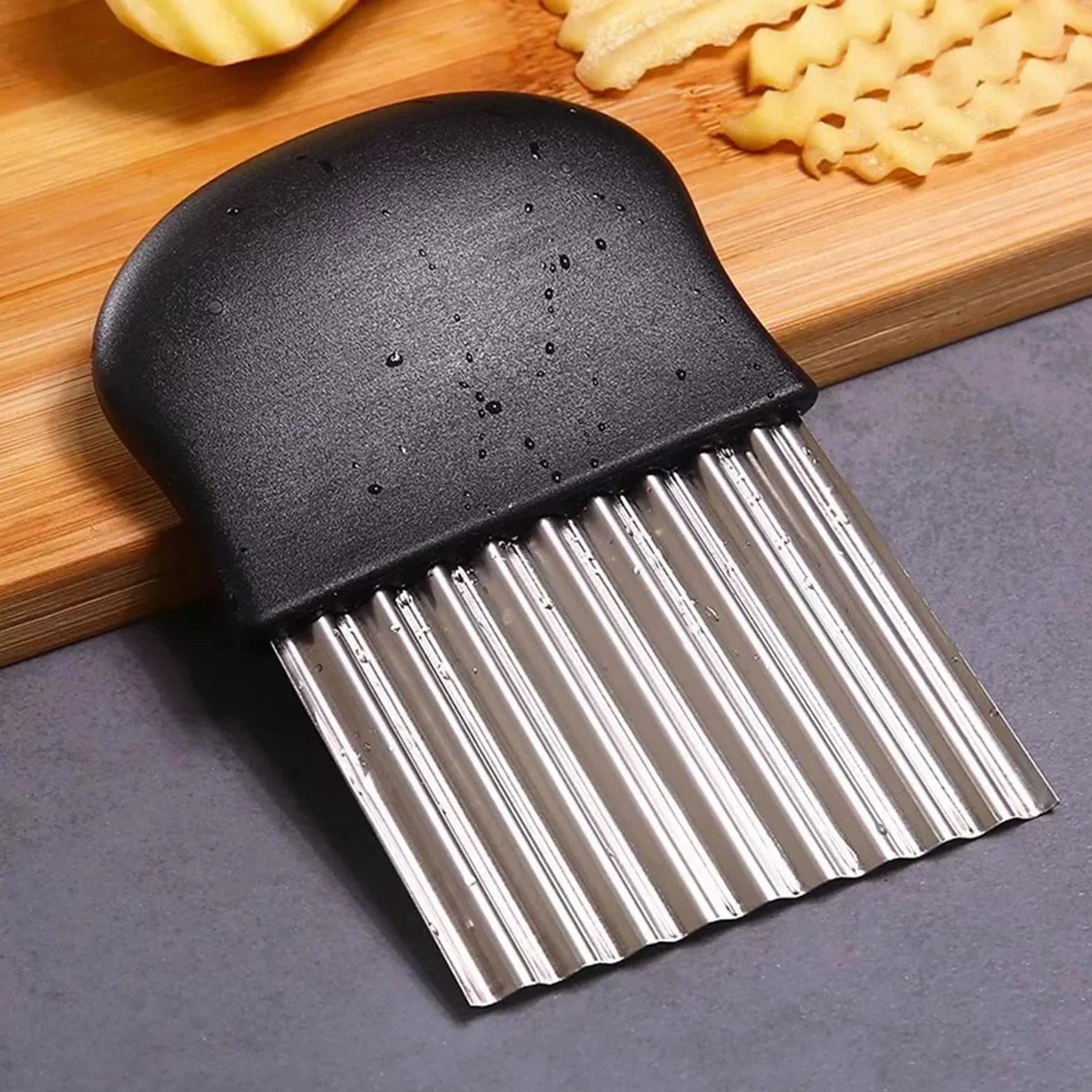 Coupe-vagues 14 x 9,5 cm Lame Ondulée Acier Inoxydable pour Frites Pommes De Terre Légumes
