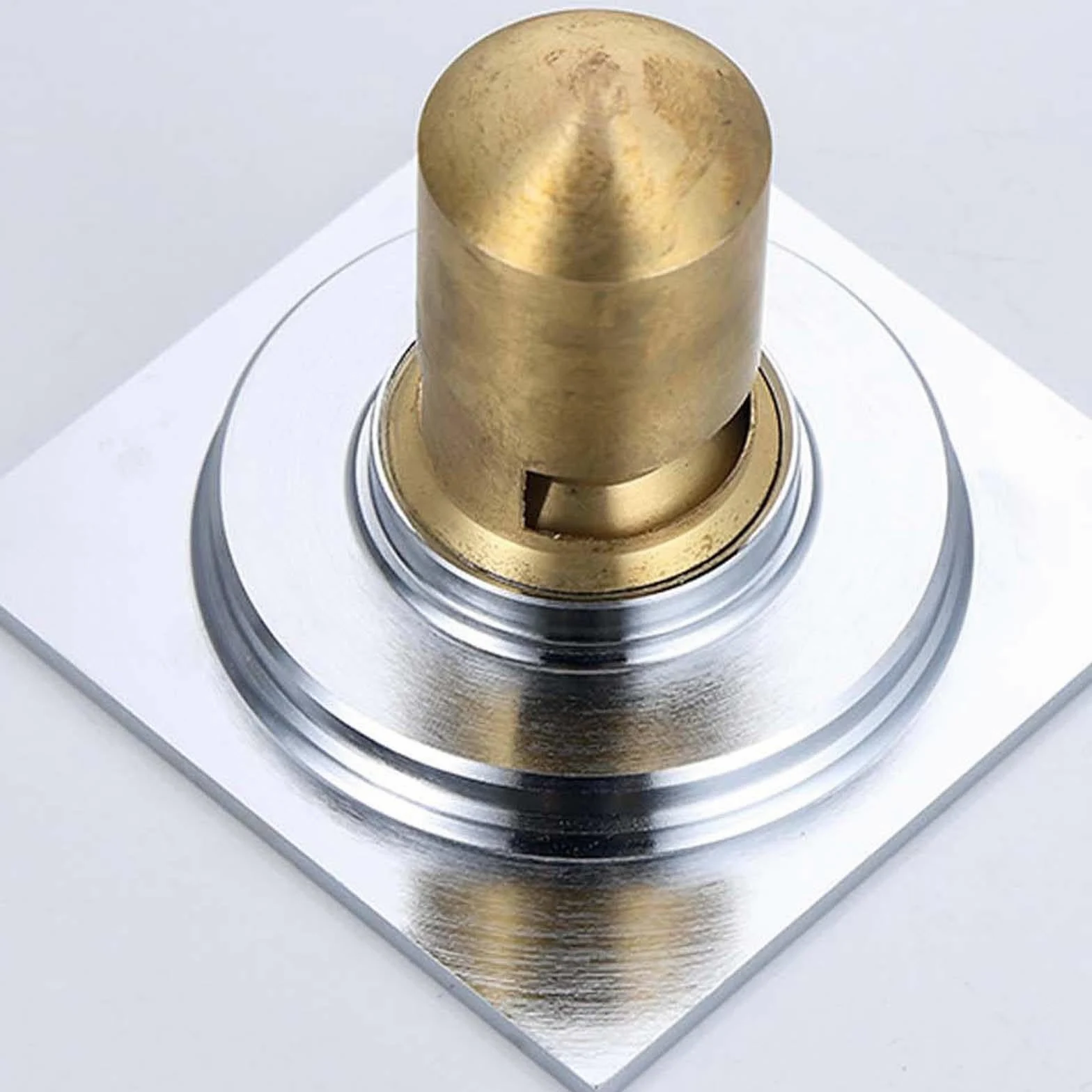 Bonde Douche Laiton Siphon Douche Placage Bonde de Douche Joint d'eau Profonde Bonde Douche Extra Plate 100 * 100mm Siphon de Sol pour Salle de Bain, Cuisine, Toilettes