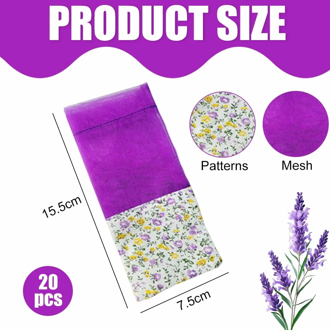 Sachets Lavande Vide Lot 20 Pièces Coton Organza Cordon Serrage Tissu Épices Herbes Armoires