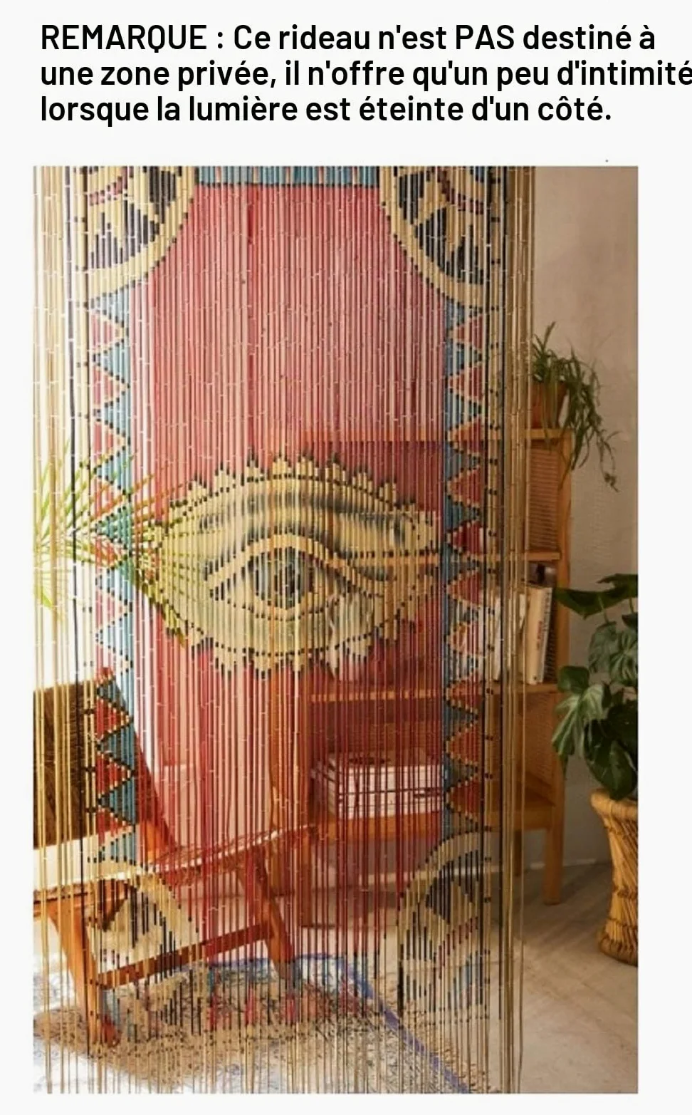 TACHILC The Eye Rideau en Perles de Bambou pour Porte, Rideau de Perles bohème pour placards, décoration de Porte, Perles de Bambou pour Portes, 90,2 x 198,1 cm | Peint à la main ; 198,1 x 90,2 cm pour porte standard ; s'accroche en 5 minutes