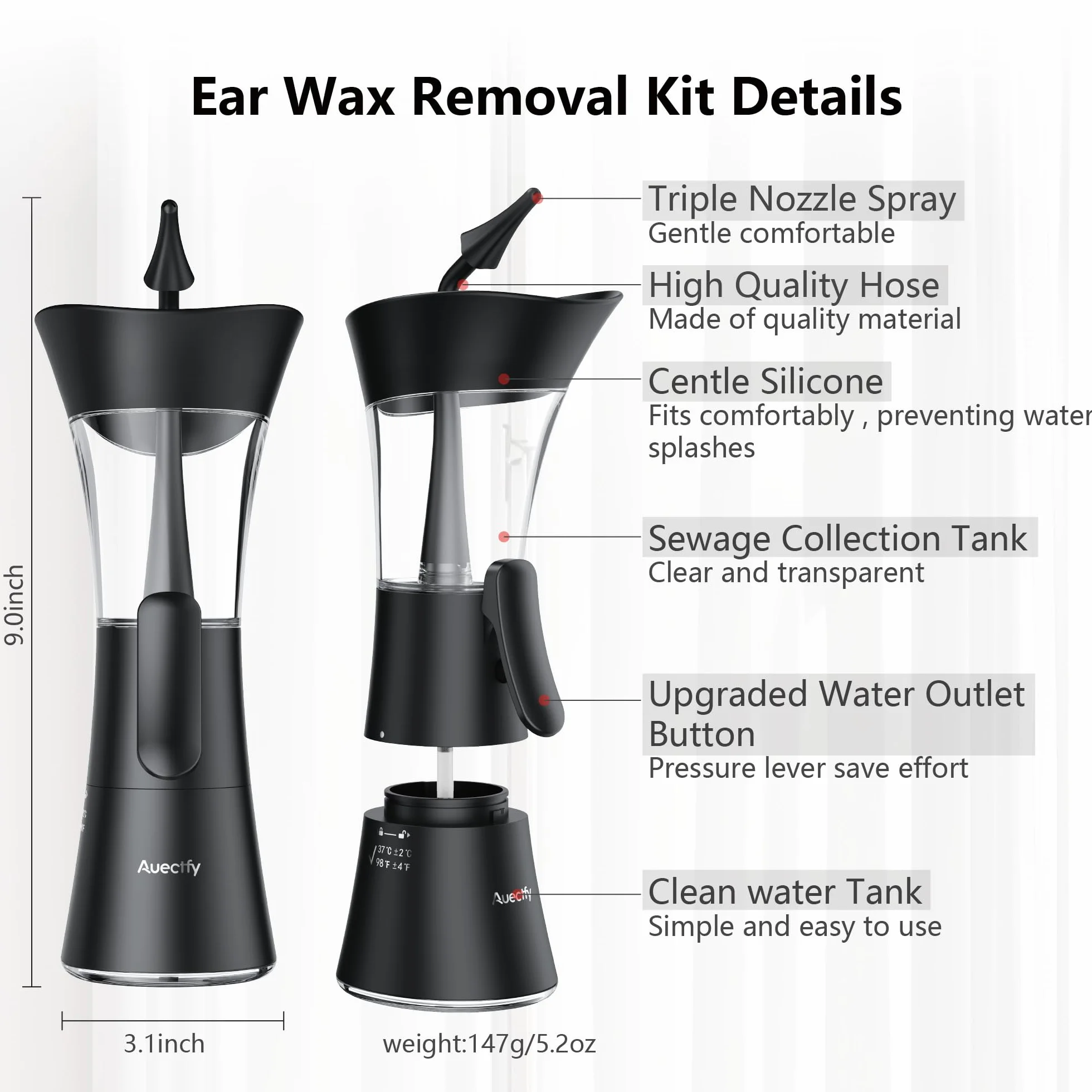 Kit de retrait de cérumen – Outil de nettoyage d'oreille à une main avec embout en silicone souple