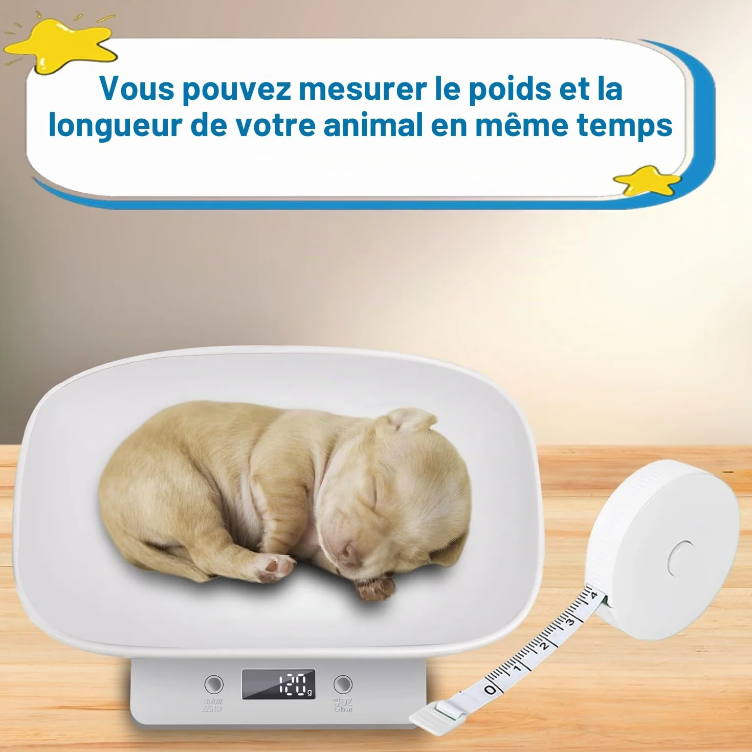 Nizirioo Balance numérique pour animaux de compagnie 15 kg précision ± 1 gramme Bol amovible