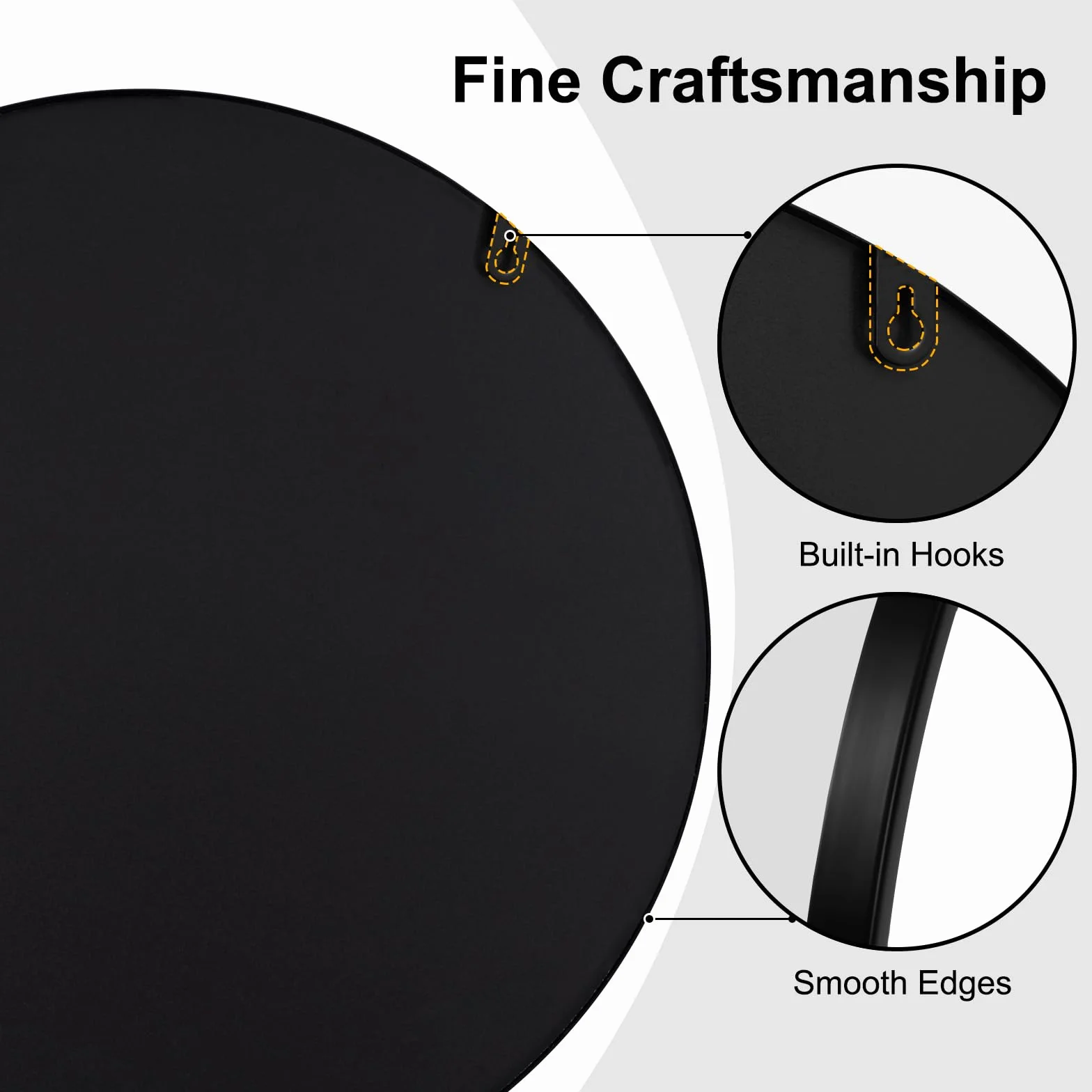 WOLTU Miroir Mural Rond Ø40cm Cadre Métal Noir Décoratif Salle de Bain