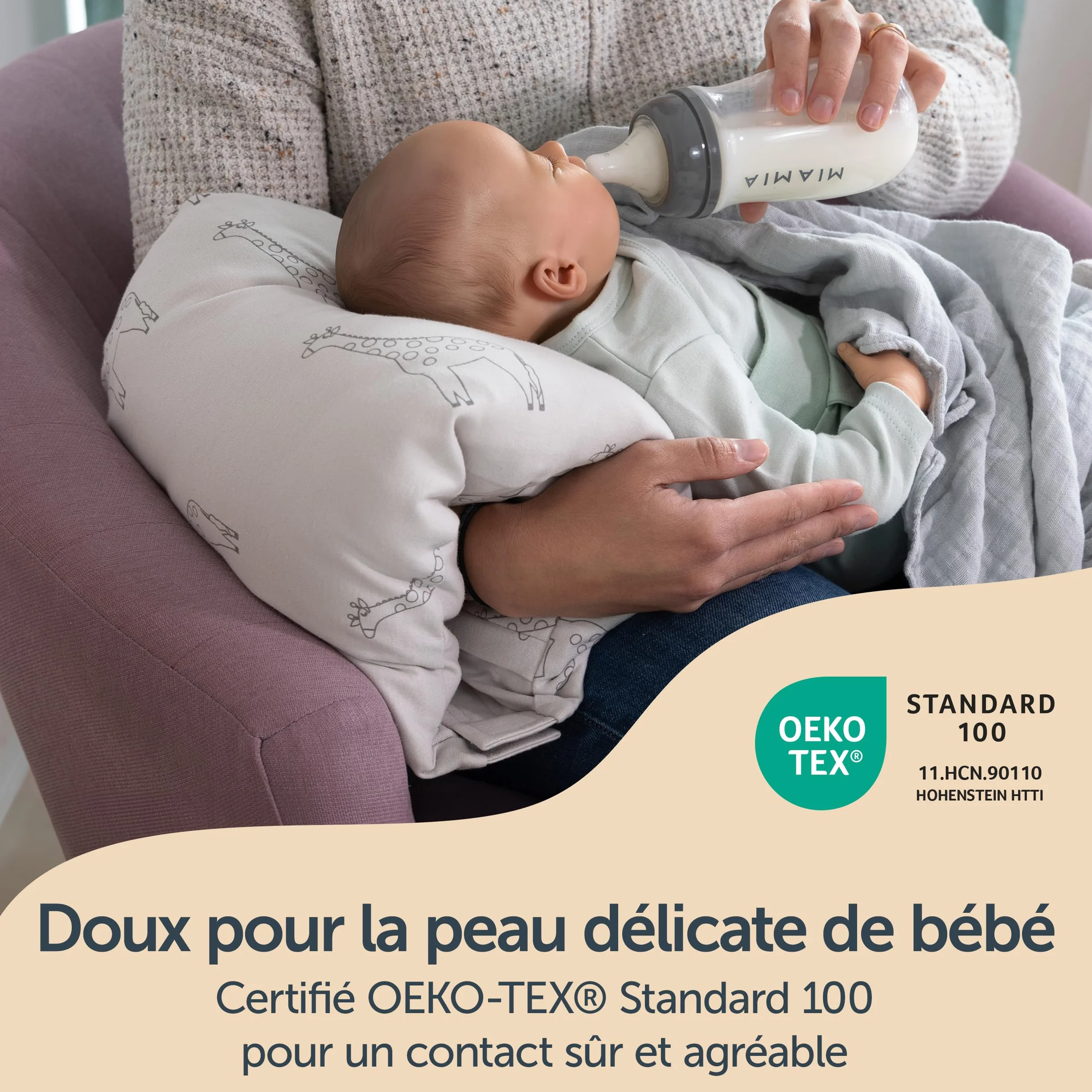 LaLoona Mini Coussin Allaitement de Voyage – Petit Oreiller de Soutien pour Le Bras – Certifié Oeko-Tex, Beige