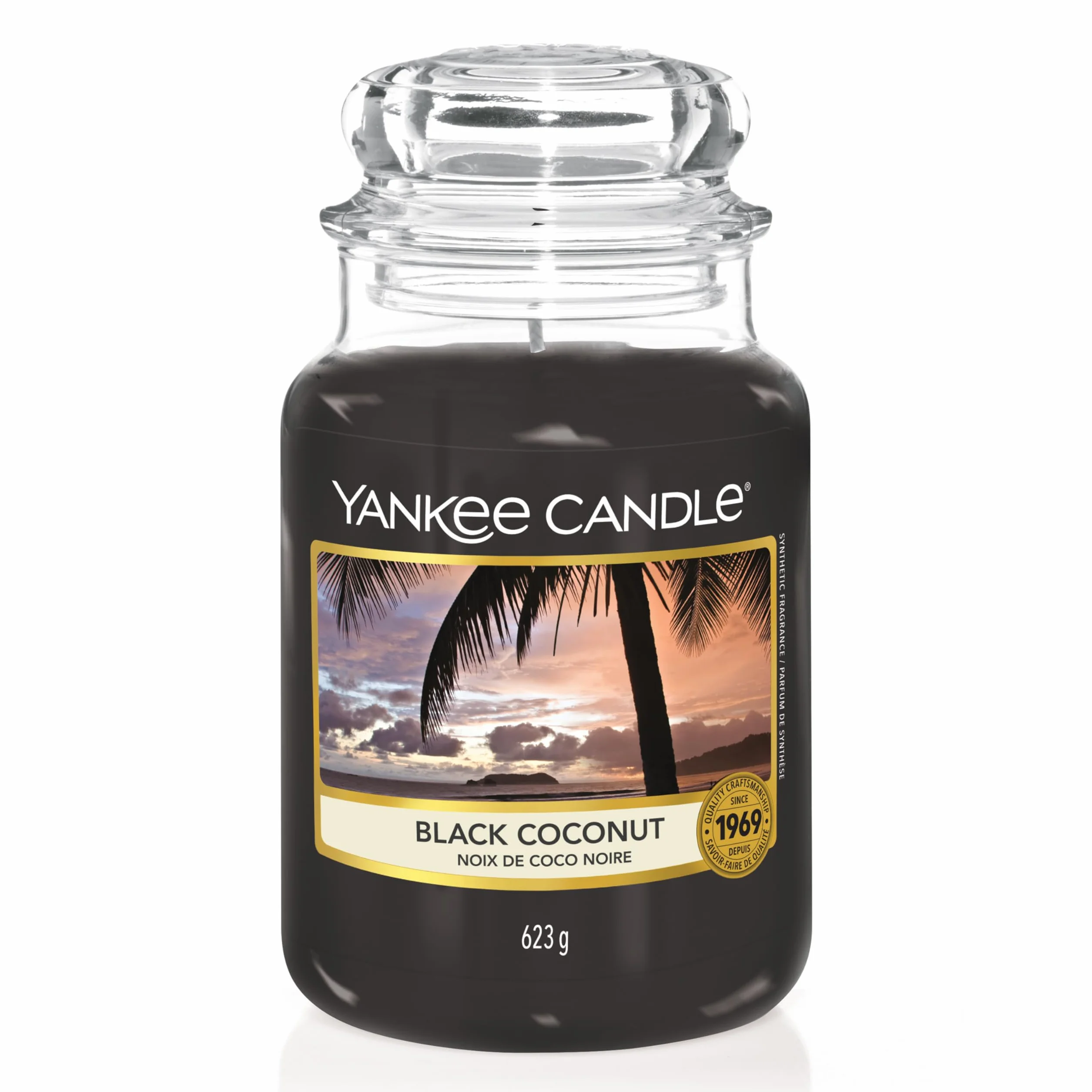 Yankee Candle Bougie Parfumée Noix de Coco Noire Jarre Longue Durée 150 Heures