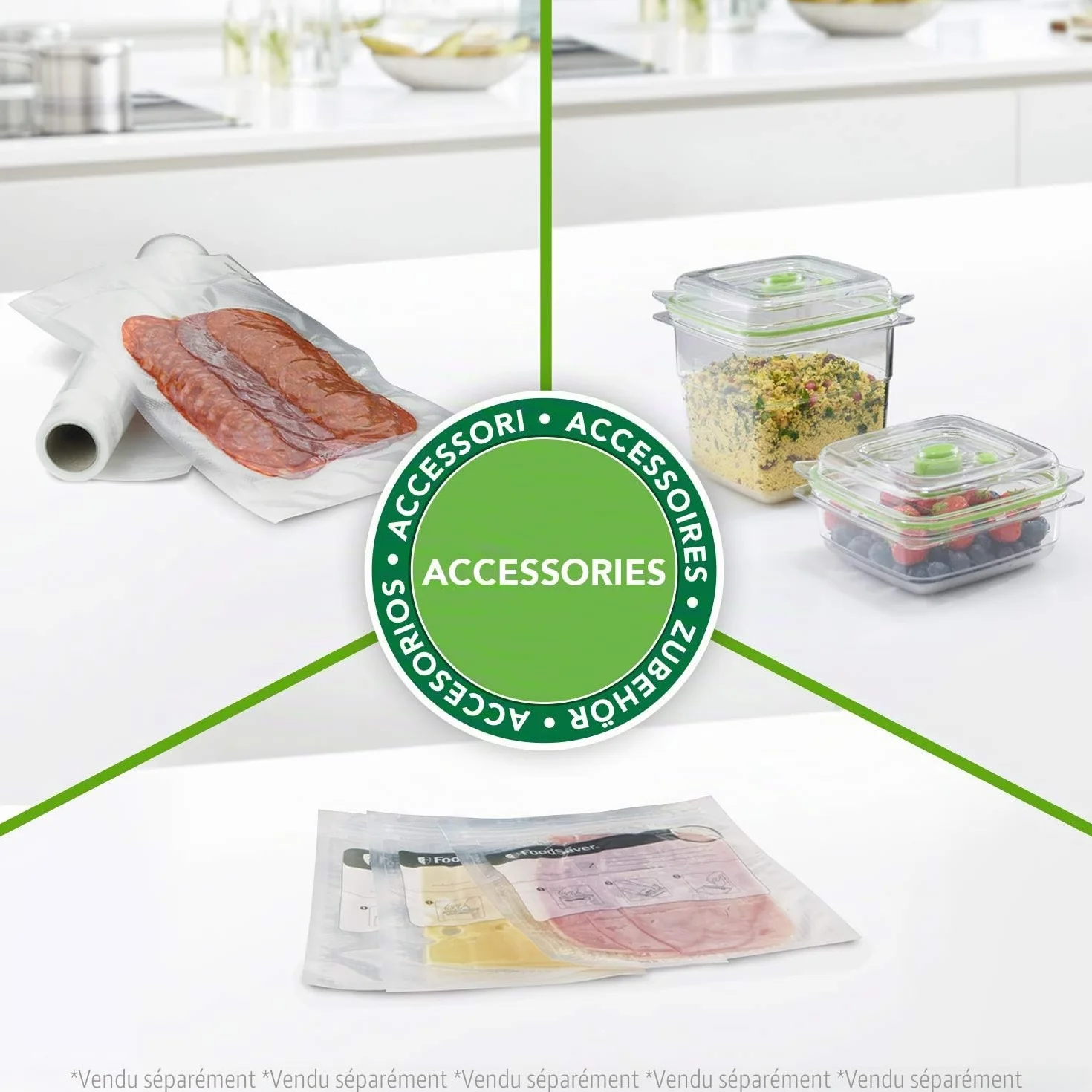 Machine Sous Vide FoodSaver FFS017X avec Compartiment Rangement Rouleau et Cutter, Fonction Marinade, Sacs Sous Vide et Adaptateur