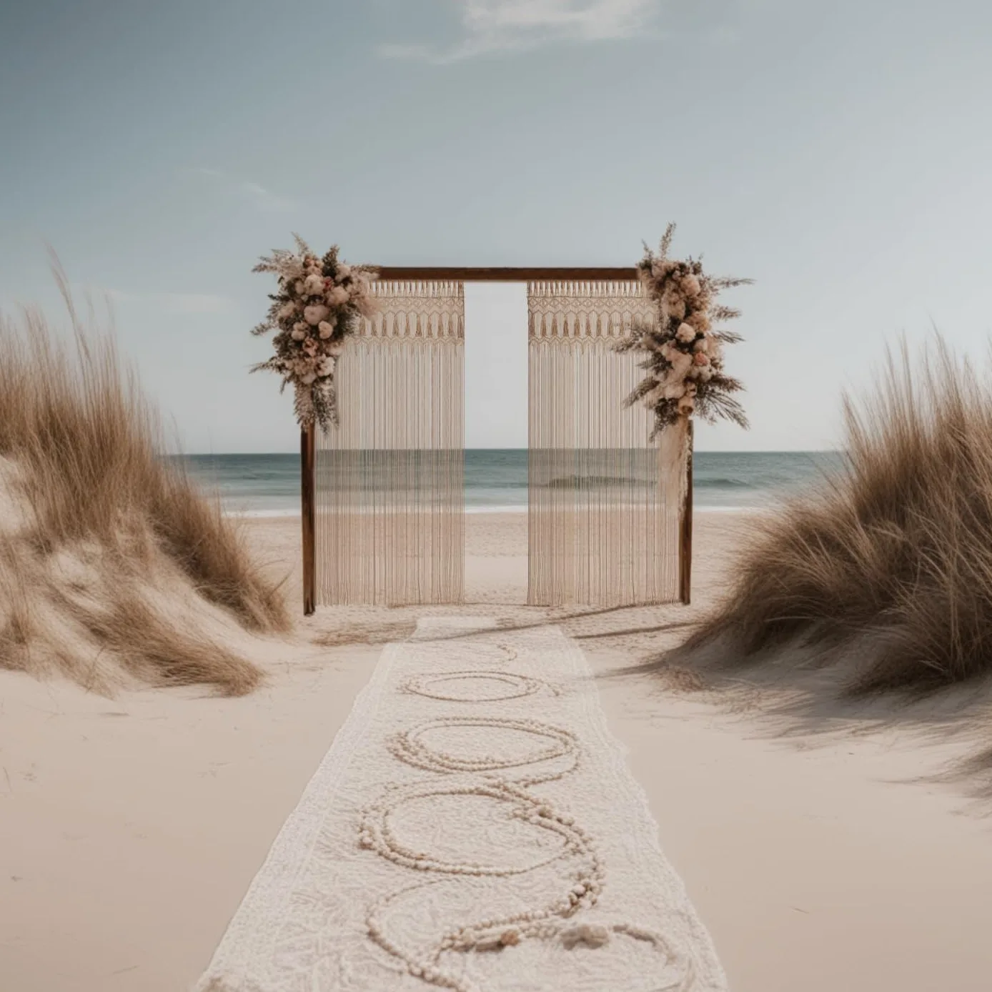 Cozyor Rideau de Porte en macramé - Style bohème - 132 x 200 cm - Séparateur de pièce - Tenture Murale et décoration - Beige - pour Arches de Mariage, Salon, Balcon - Fabriqué à la Main