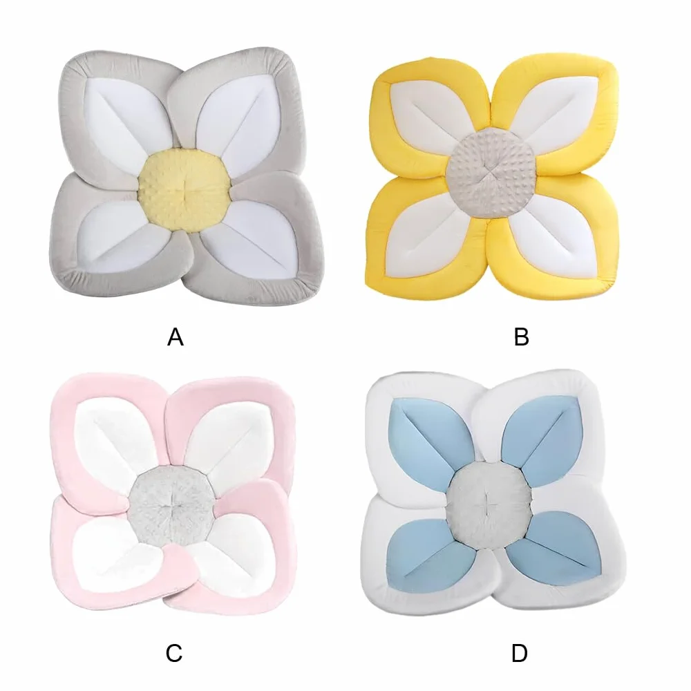 Siège de Bain pour bébé Fleur de Bain Tapis en Maille Coussin de Baignoire Gris 80cm