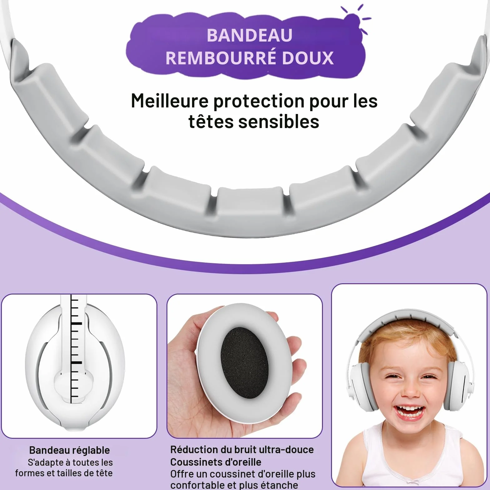 Casque anti-bruit bébé 0-2 ans protection auditive réduction de bruit